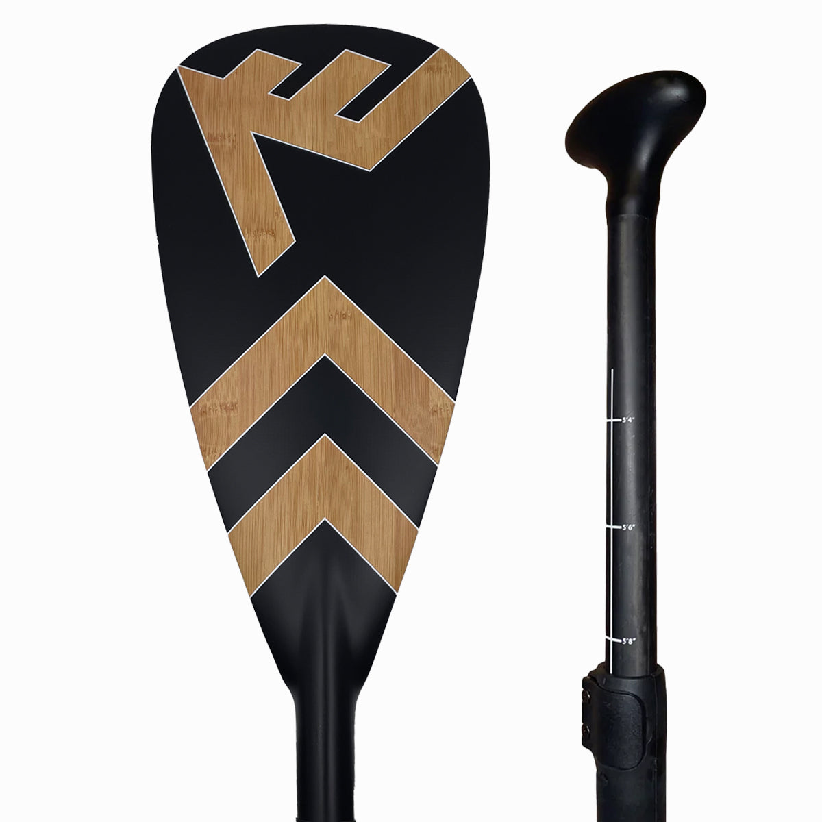 Carbon-Fiberglass Adjustable Paddle with ABS Edge - Bamboo/Black