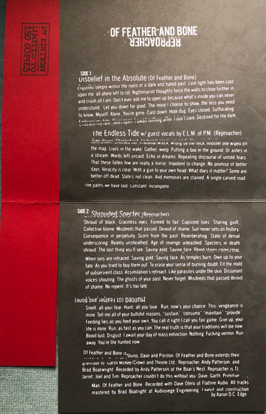 Of Feather And Bone / Reproacher Split (RED VINYL 7") | Mint (M) Mint (M)