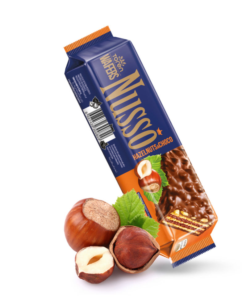 Nusso milk chocolate coated wafer with hazelnut 35g 24pk