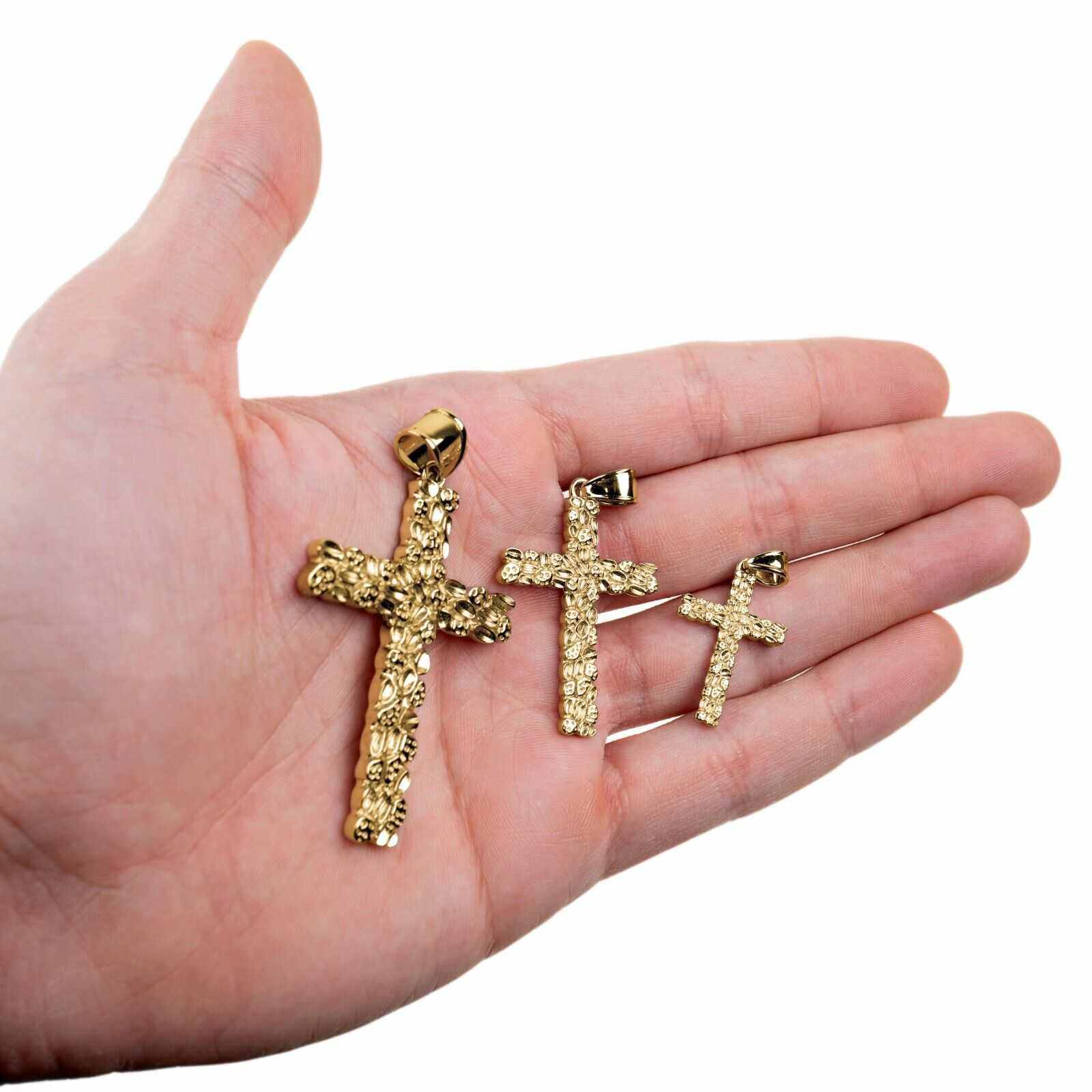 Gold Nugget Cross Pendant