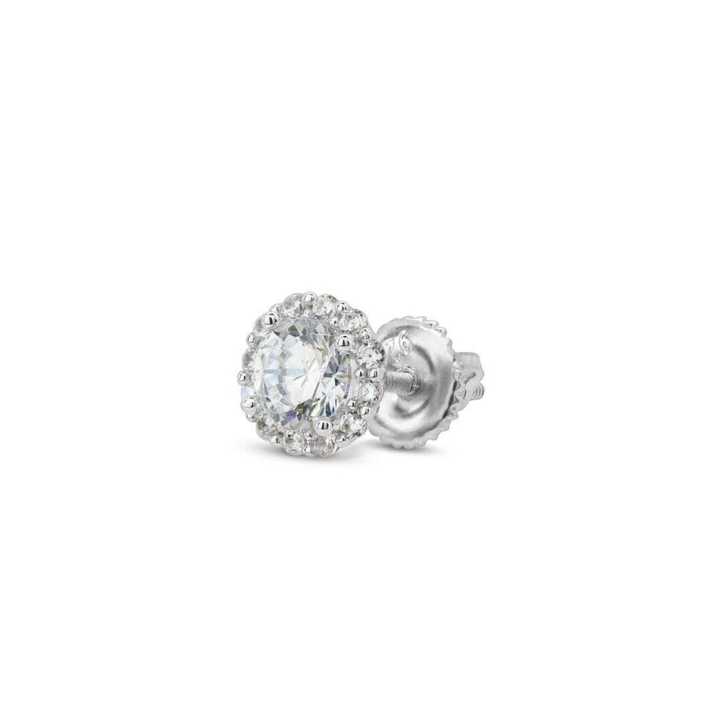 Stud Mens Earrings - Solid 925 Sterling Silver Screw Back