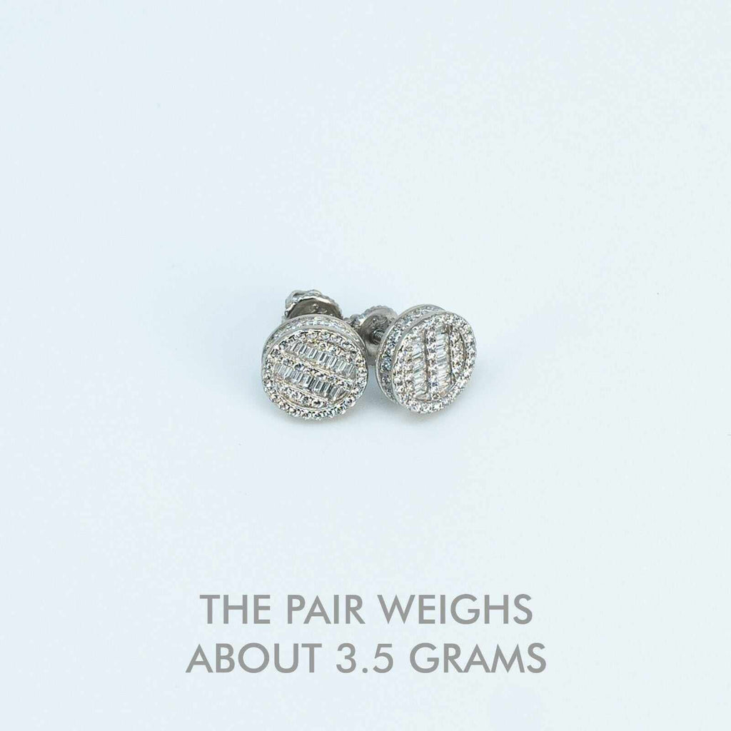 Round Baguette Stud Earrings