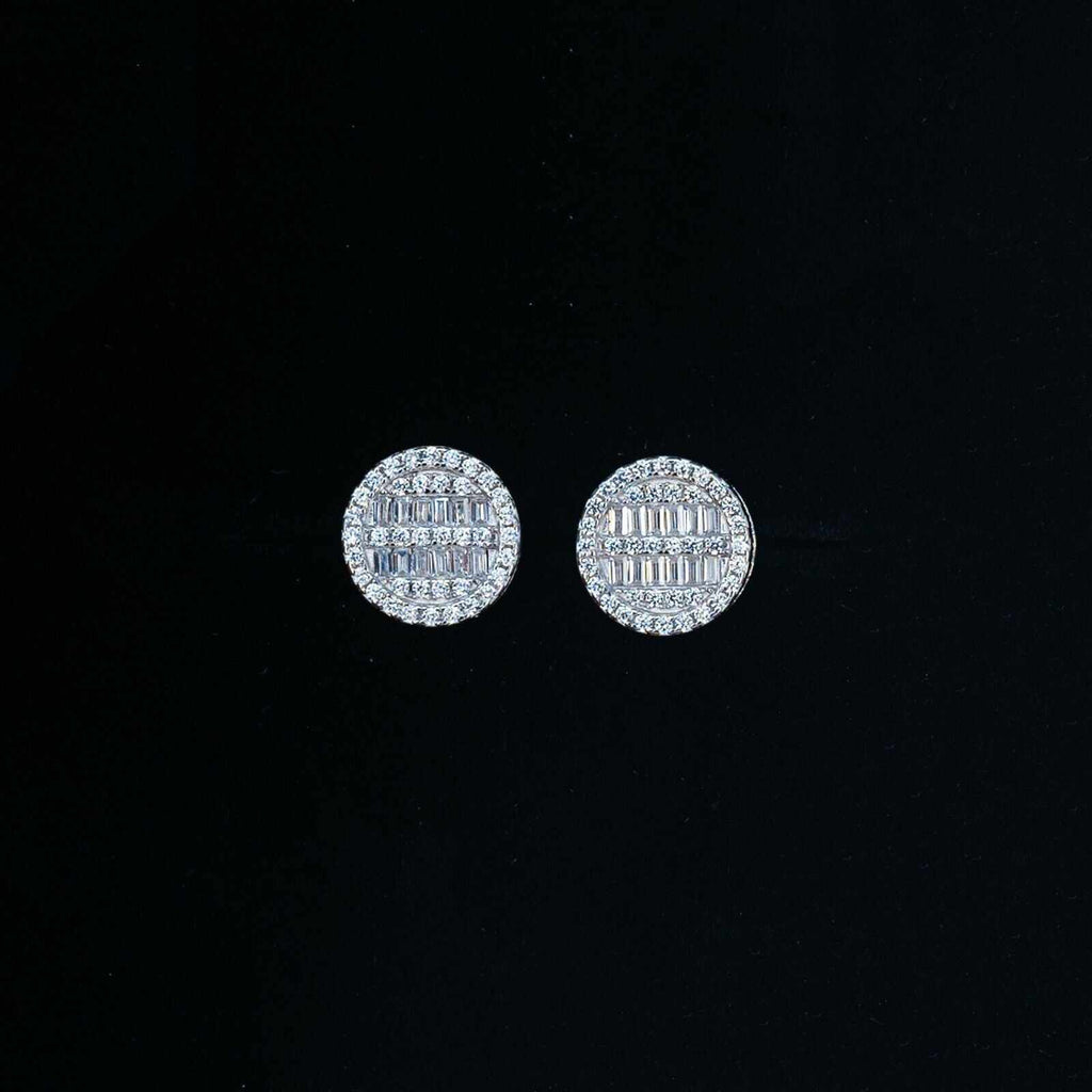 Round Baguette Stud Earrings
