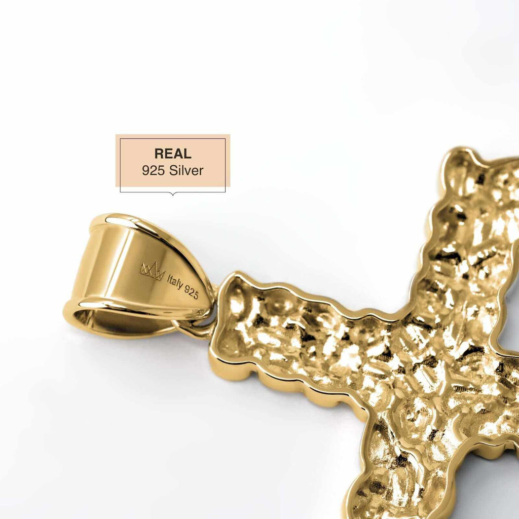 Gold Nugget Cross Pendant