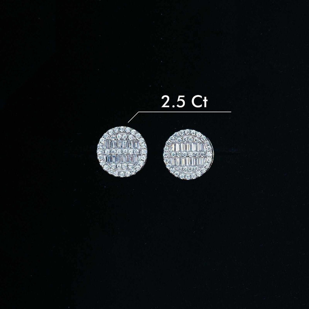 Round Baguette Stud Earrings