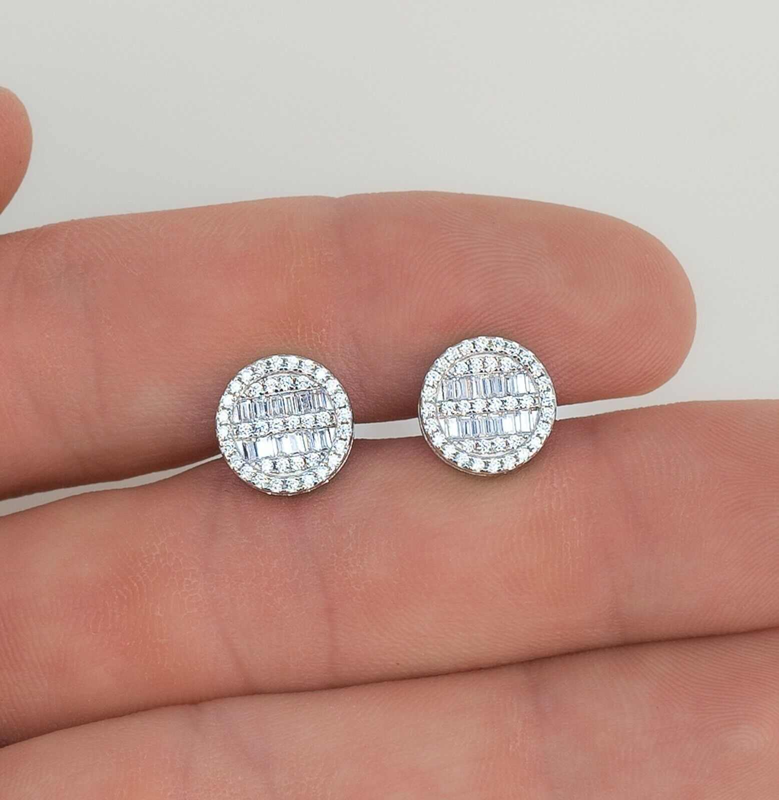 Round Baguette Stud Earrings