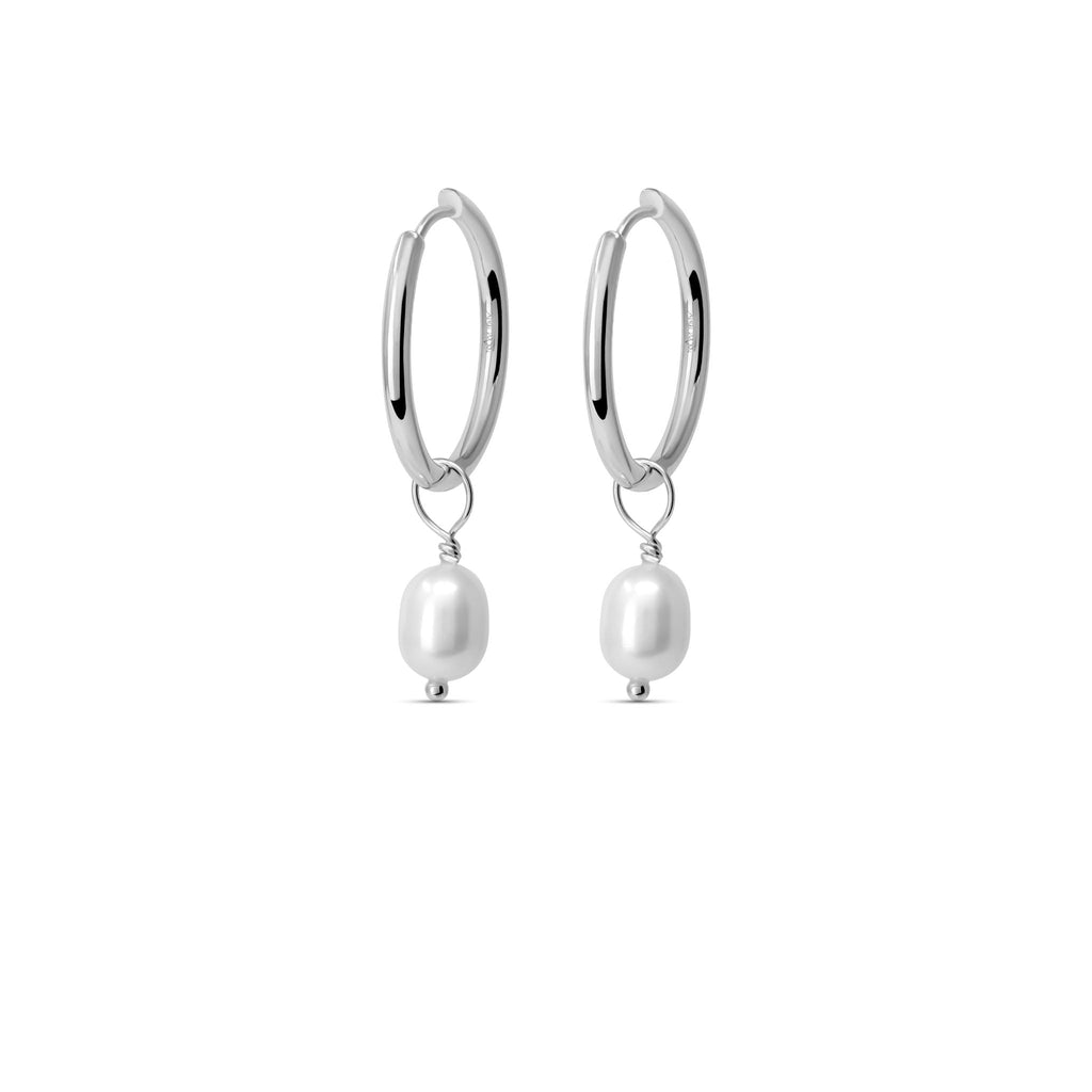 Pearl Huggie Hoops