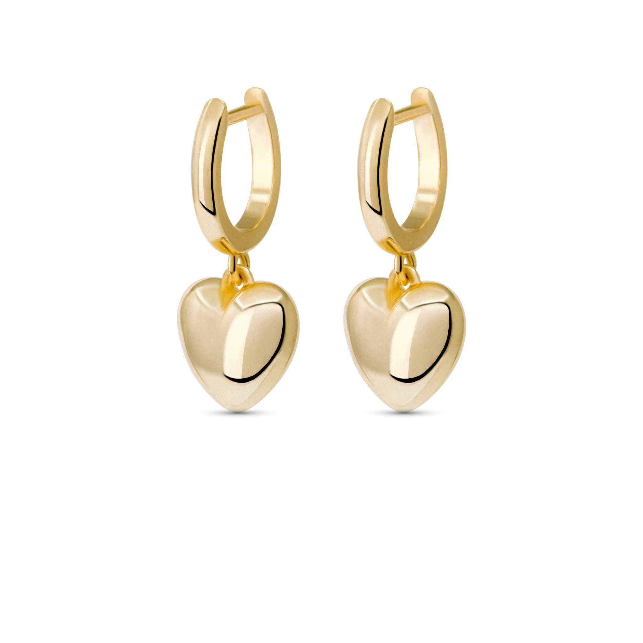 Puffed Heart Drop Earrings