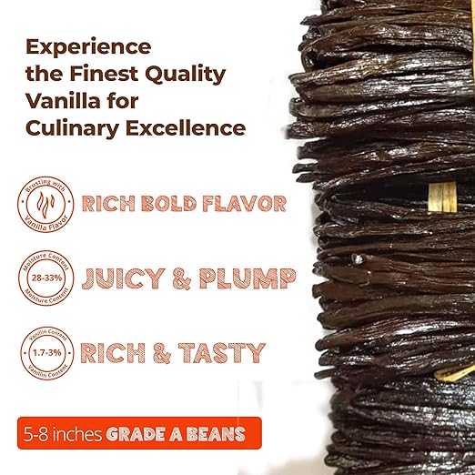 25 Whole Premium Bulk Ugandan Vanilla Beans Grade A  –  The Gold Standard of Flavor