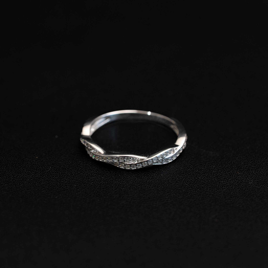 925 Sterling Silver Moissanite Twist Stackable Women Band