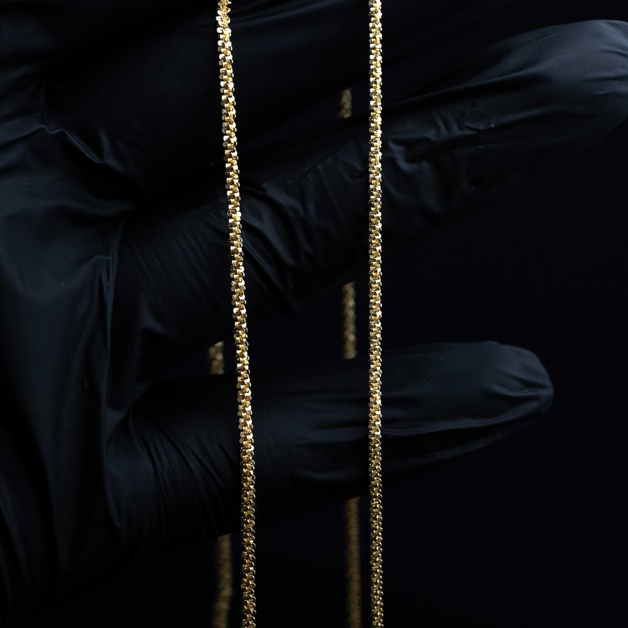 Sparkle Twisted Rock Chain & Bracelet 14K Gold Plated 925 Sterling Silver