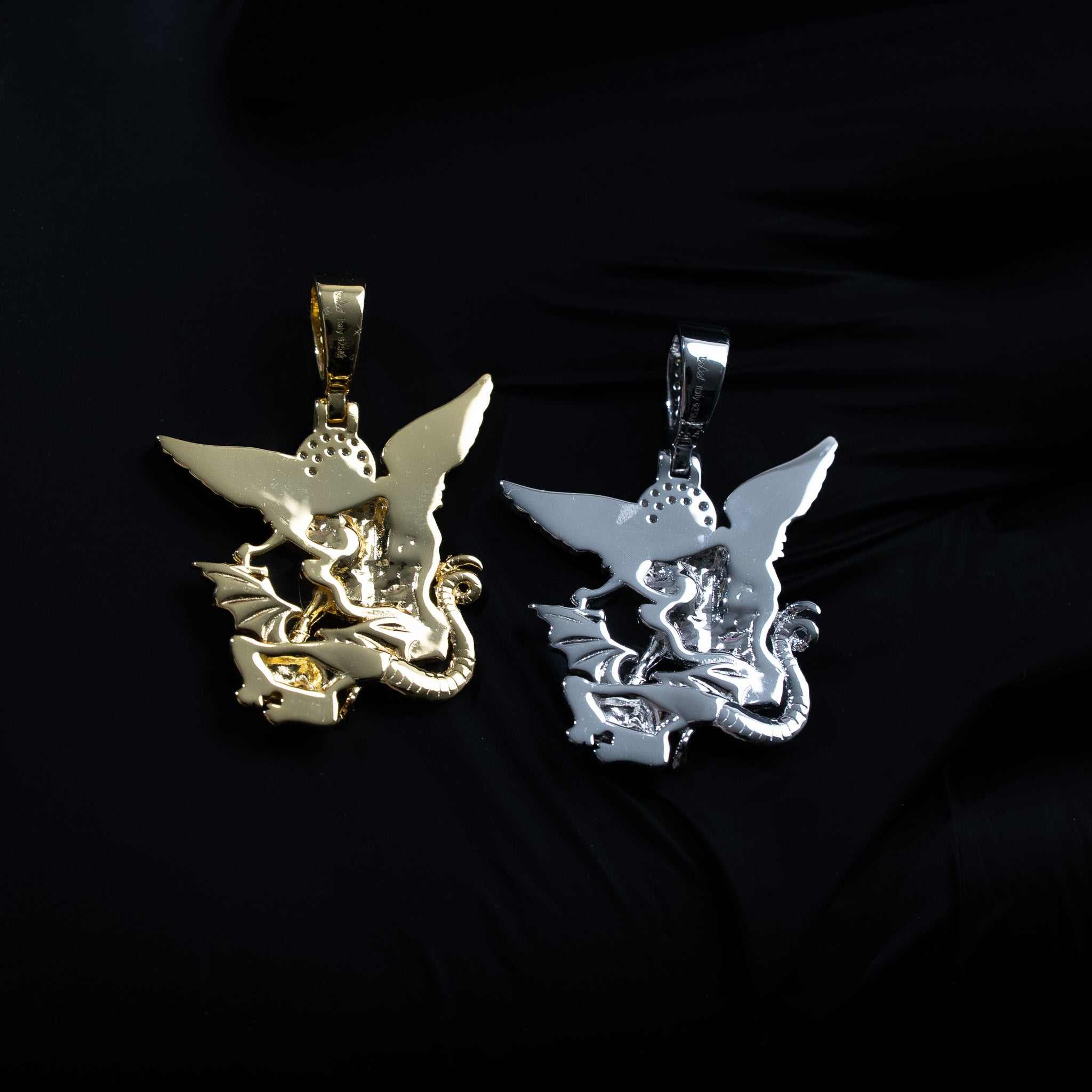 Moissanite Saint Michael The Archangel Pendant 925 Sterling Silver/14K Gold Plated
