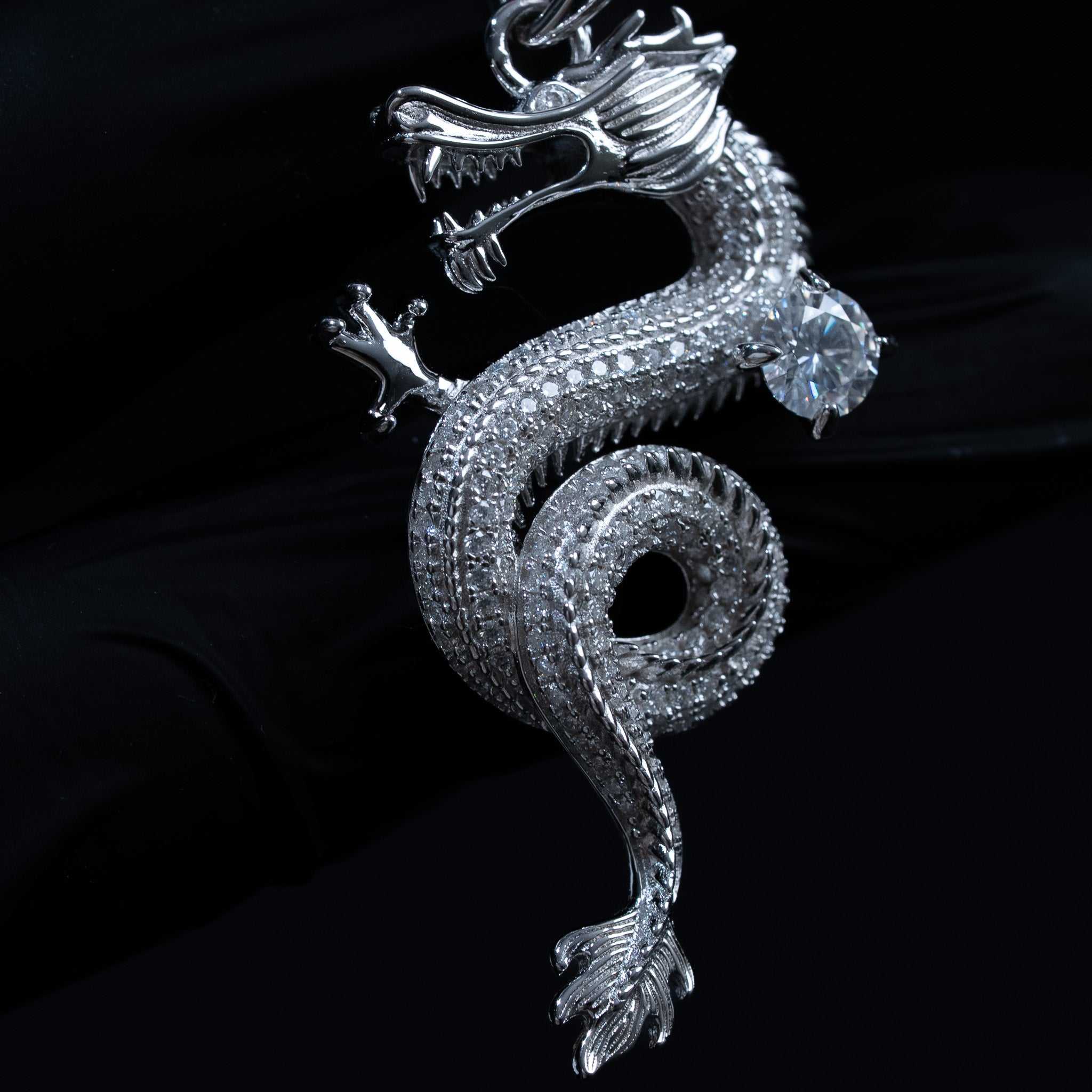 Moissanite Dragon Pendant Iced 925 Sterling Silver