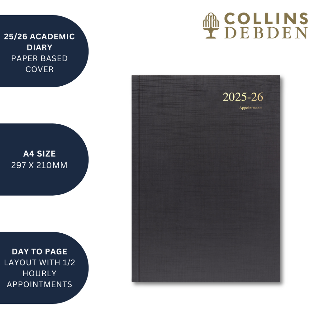 Essentials - A4 Day-to-Page with Appointments Mid/Academic Year Diary Planner 2025-2026