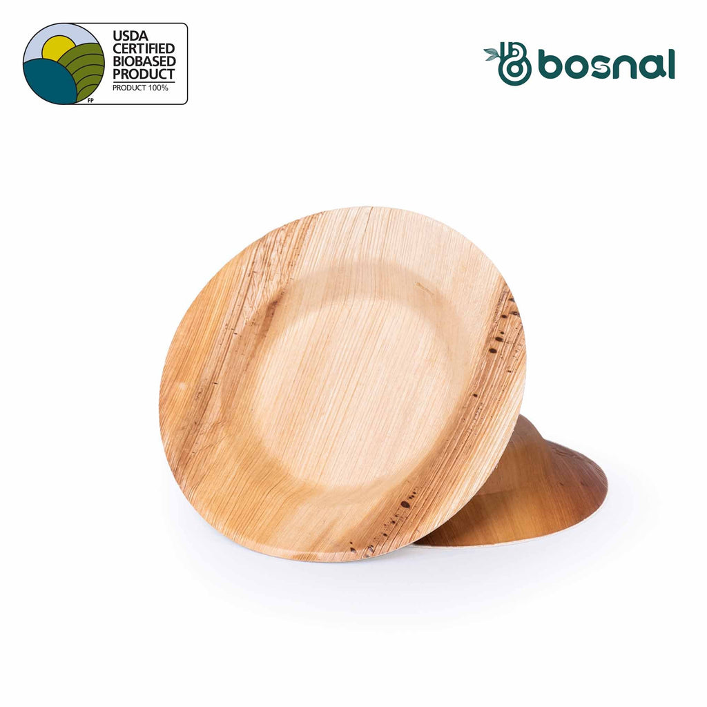 Bosnal - Palm Leaf Biodegradable Bowls, 9.5 inch Round Soup Bowl
