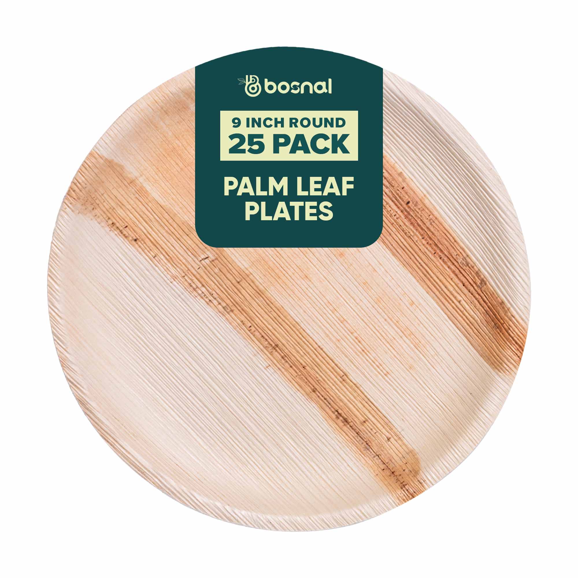 Bosnal - Palm Leaf Biodegradable Plates, 9 inch, Round