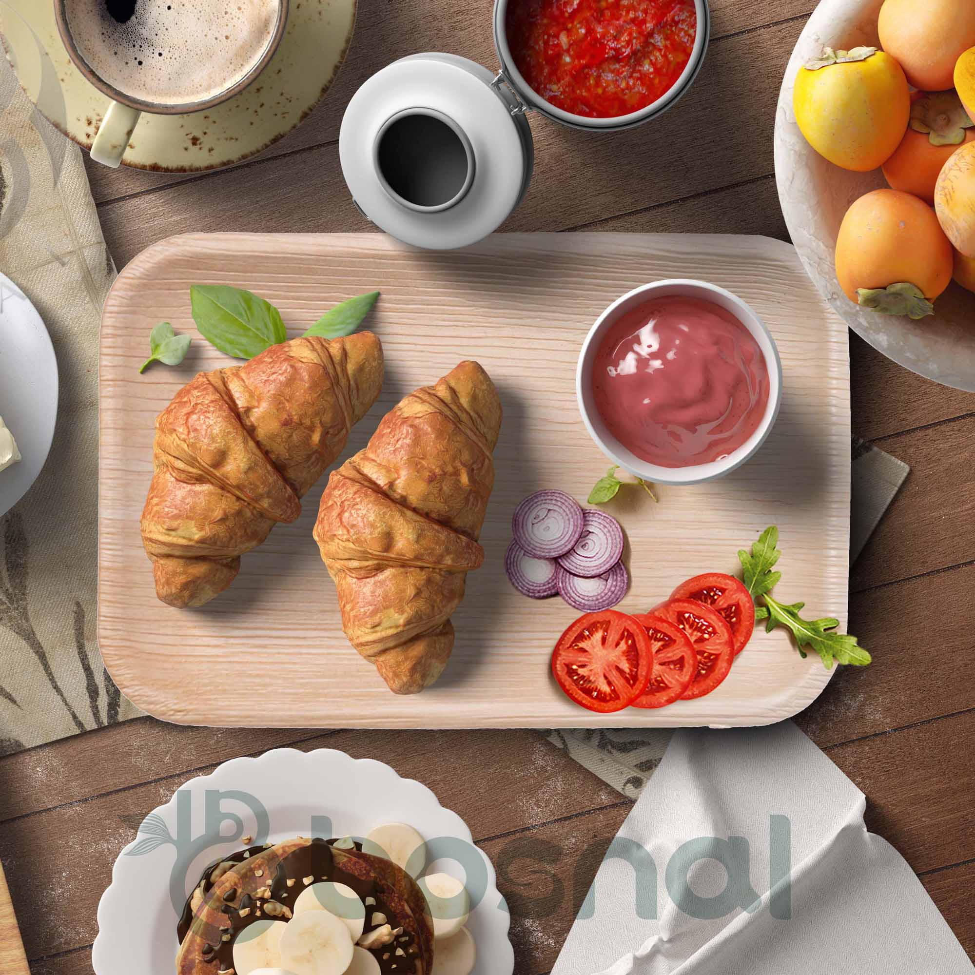 Bosnal - Palm Leaf Biodegradable Plates, 9 x 6 inch Rectangle