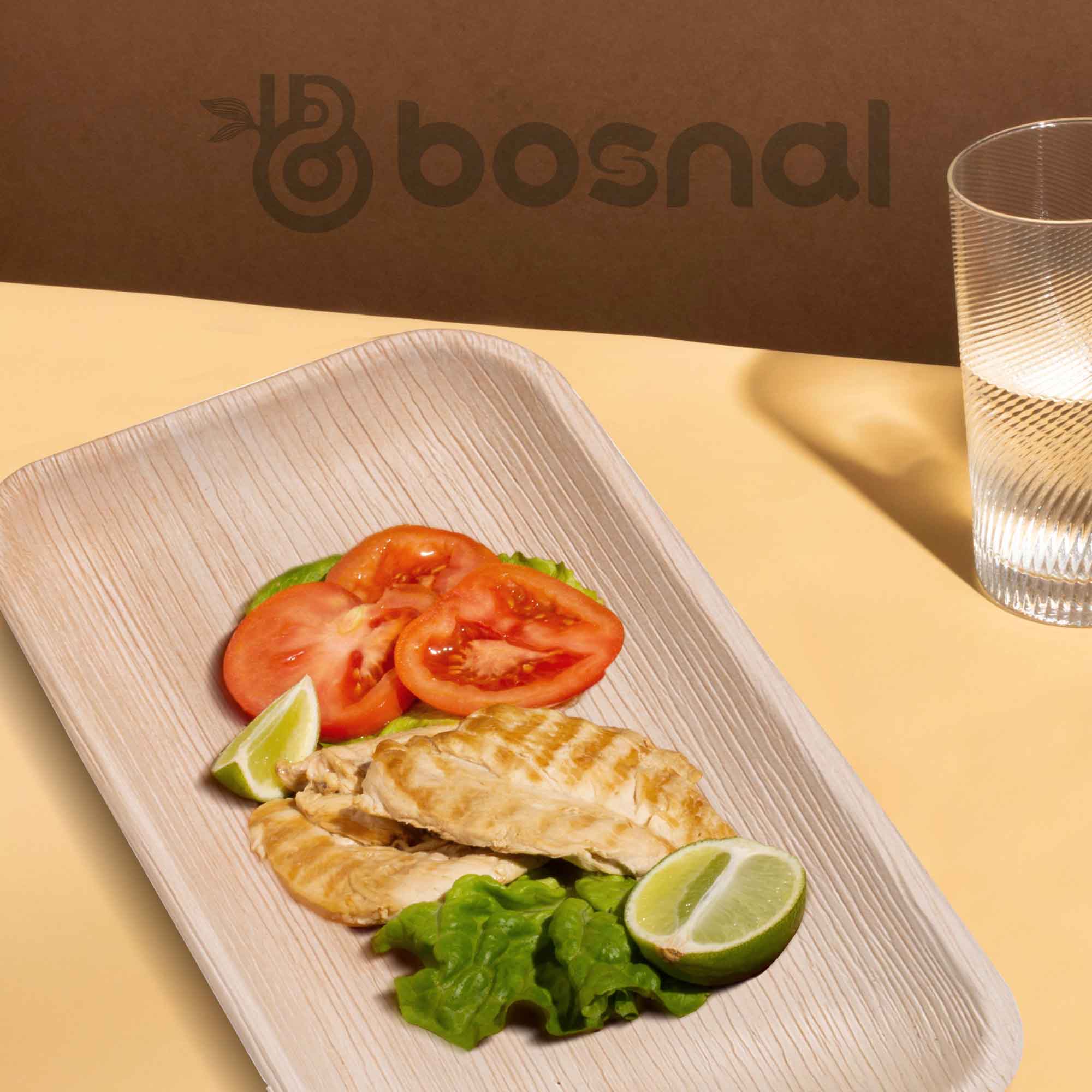 Bosnal - Palm Leaf Biodegradable Plates, 9 x 6 inch Rectangle