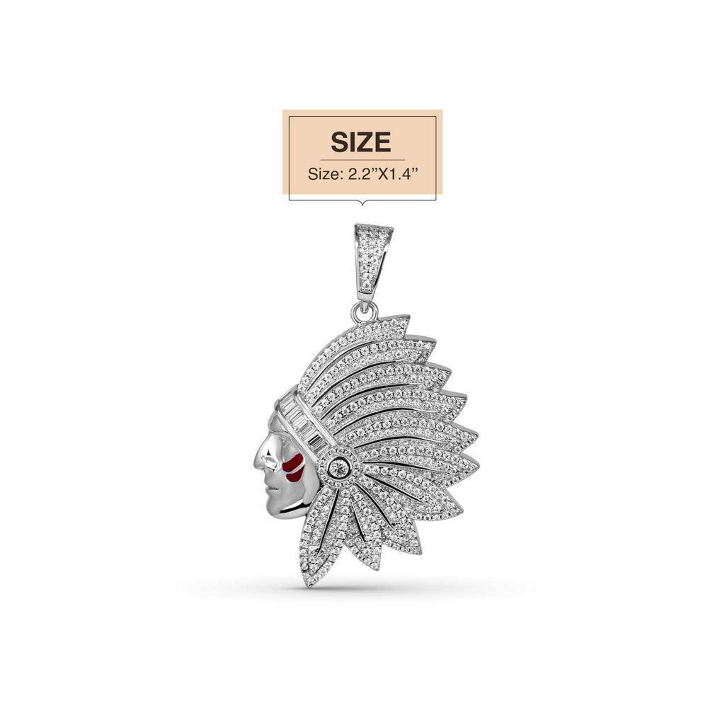 Native American Indian Chef Moissanite Pendant 925 Sterling Silver