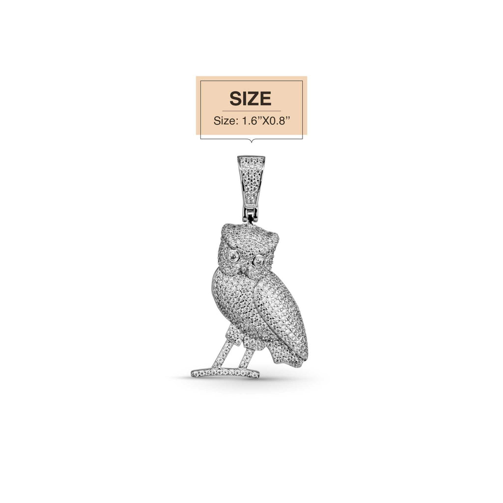 2 TCW Moissanite Owl Pendant 925 Sterling Silver