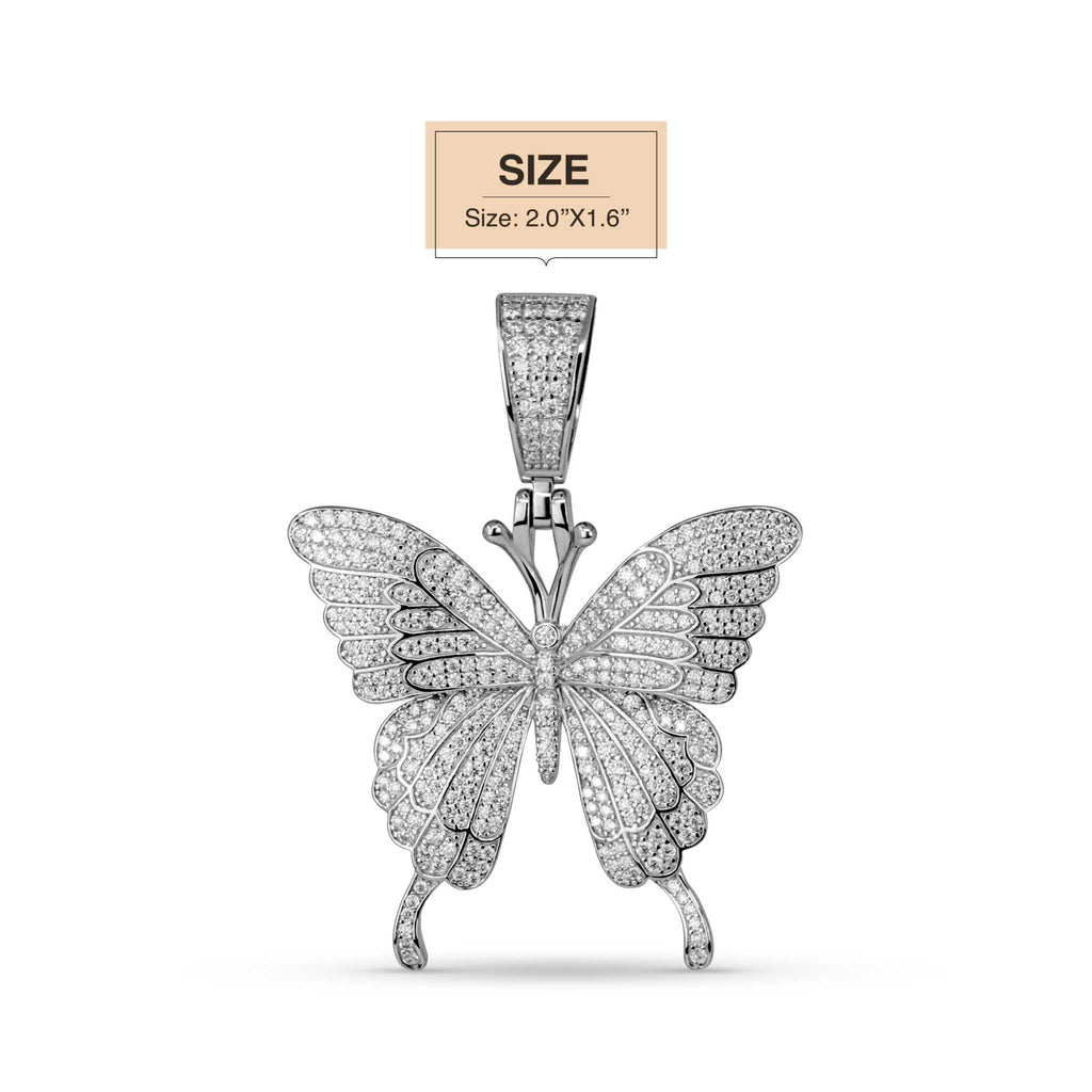 Women's Moissanite Butterfly Pendant 925 Sterling Silver 2.5 TCW