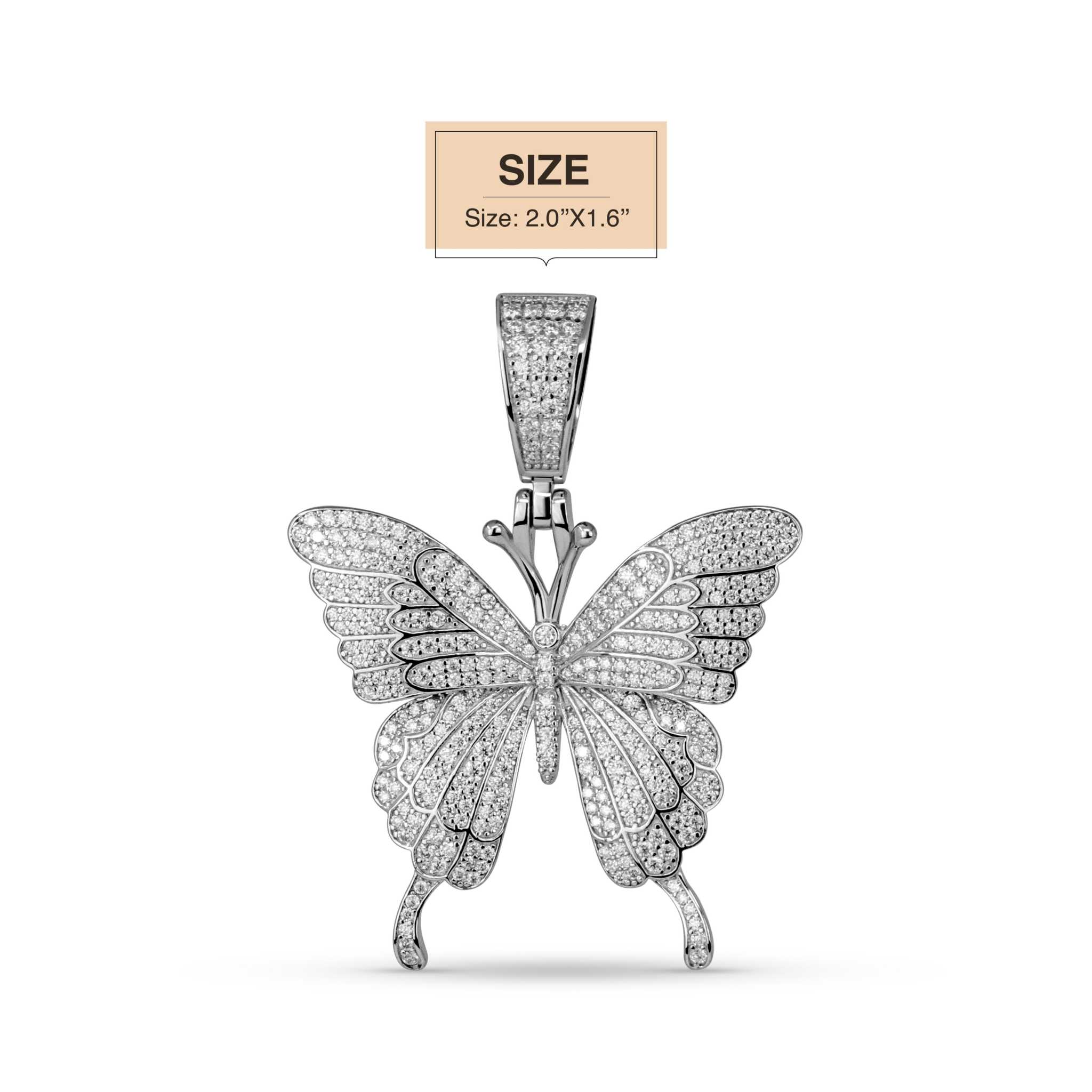 Women's Moissanite Butterfly Pendant 925 Sterling Silver 2.5 TCW