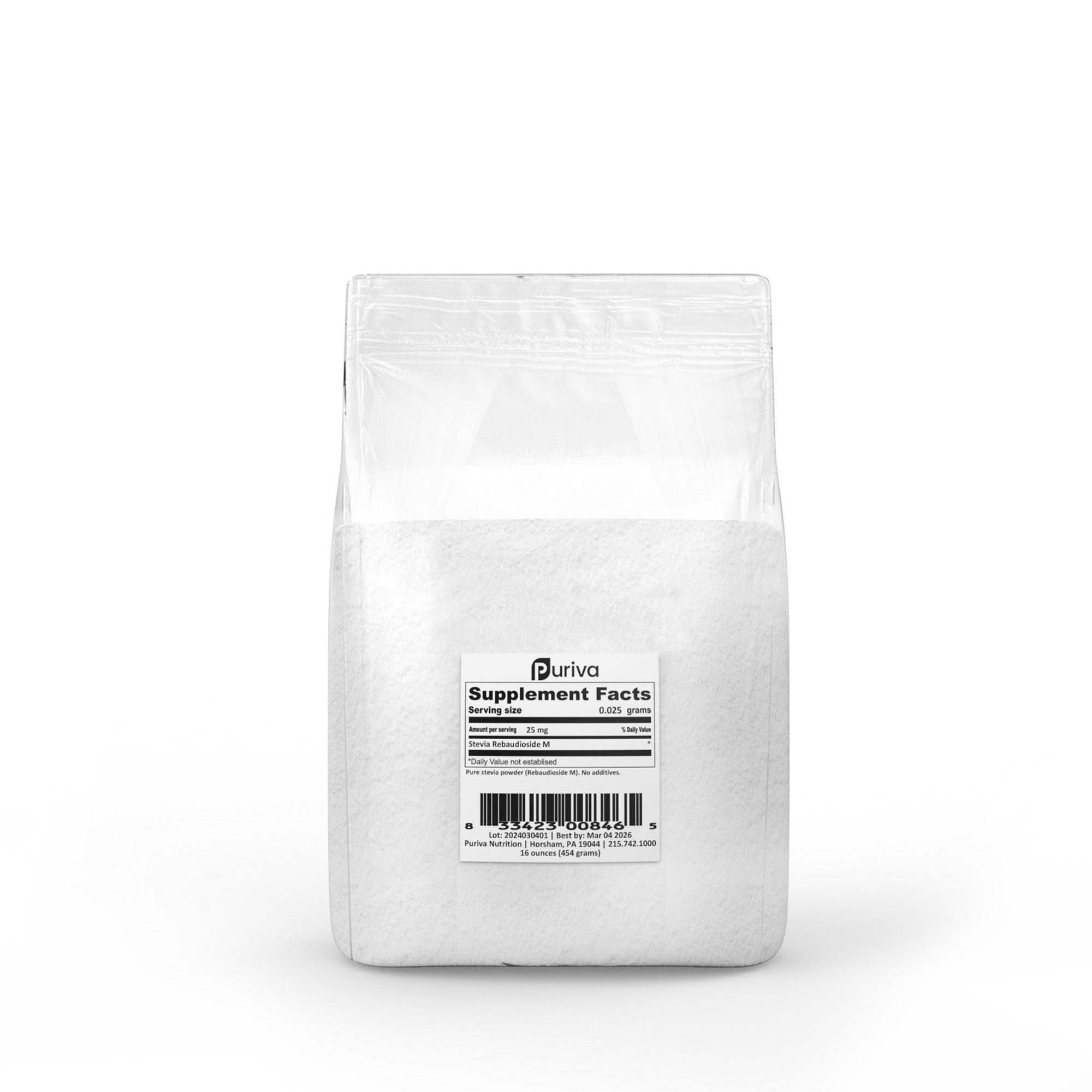 Stevia Reb M powder, (Reb-M | Rebaudioside M), 2 ounces | 2,000 servings, Puriva Nutrition