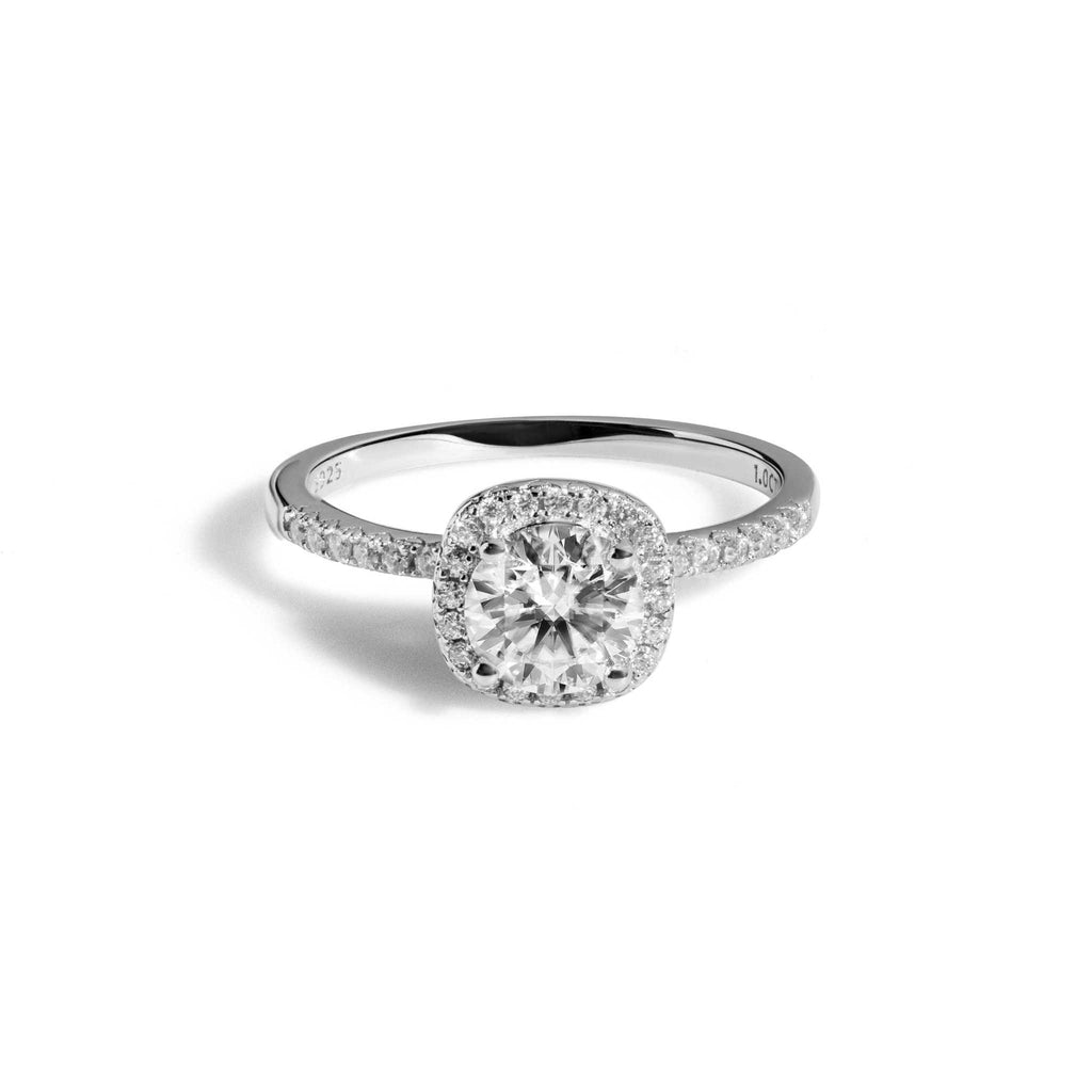 Aurora Halo 1.2 TCW Moissanite Women Engagement Ring - 925 Sterling Silver