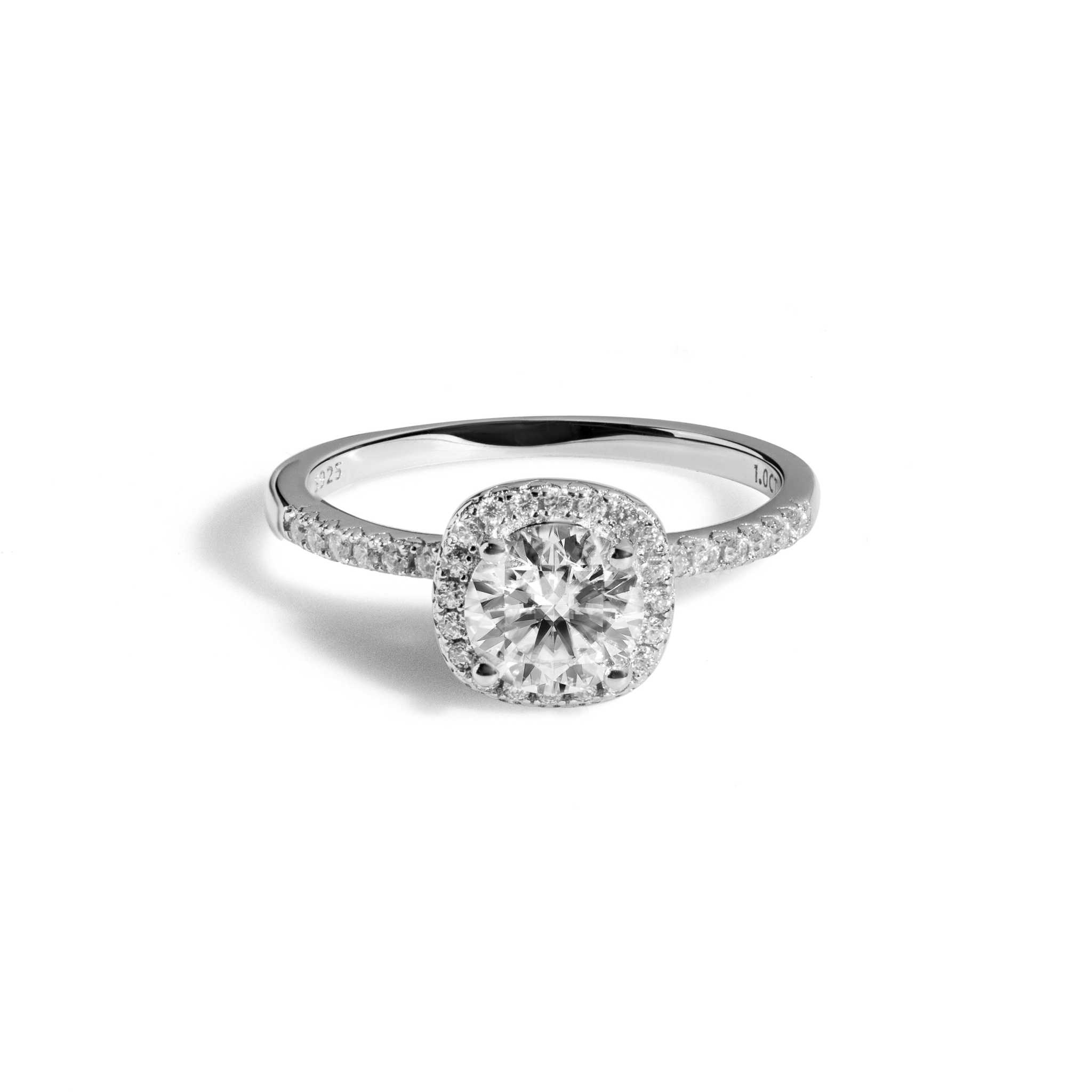 Aurora Halo 1.2 TCW Moissanite Women Engagement Ring - 925 Sterling Silver