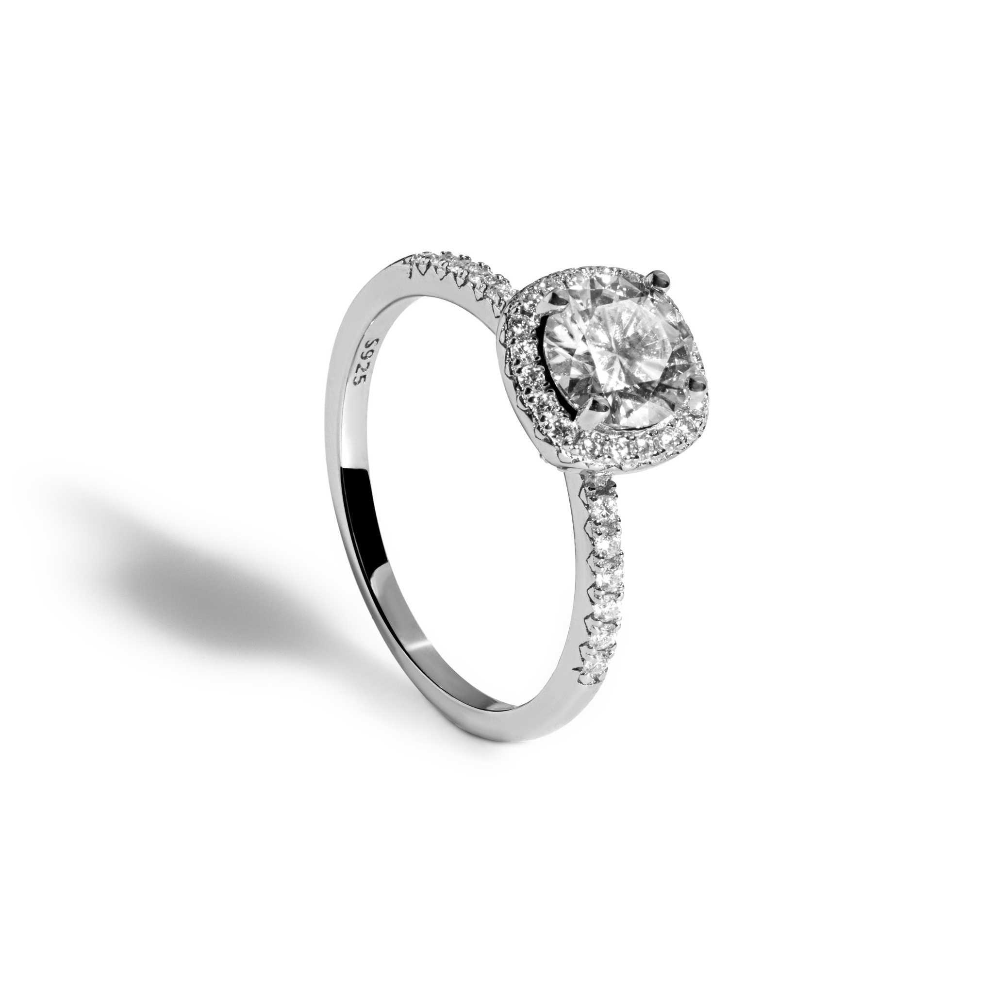 Aurora Halo 1.2 TCW Moissanite Women Engagement Ring - 925 Sterling Silver
