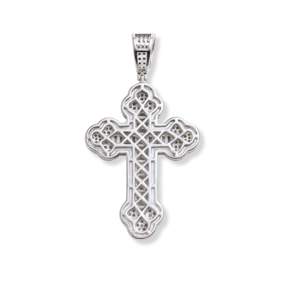 Moissanite Orthodox Cross Pendant - 925 Sterling Silver Baguette Iced Necklace