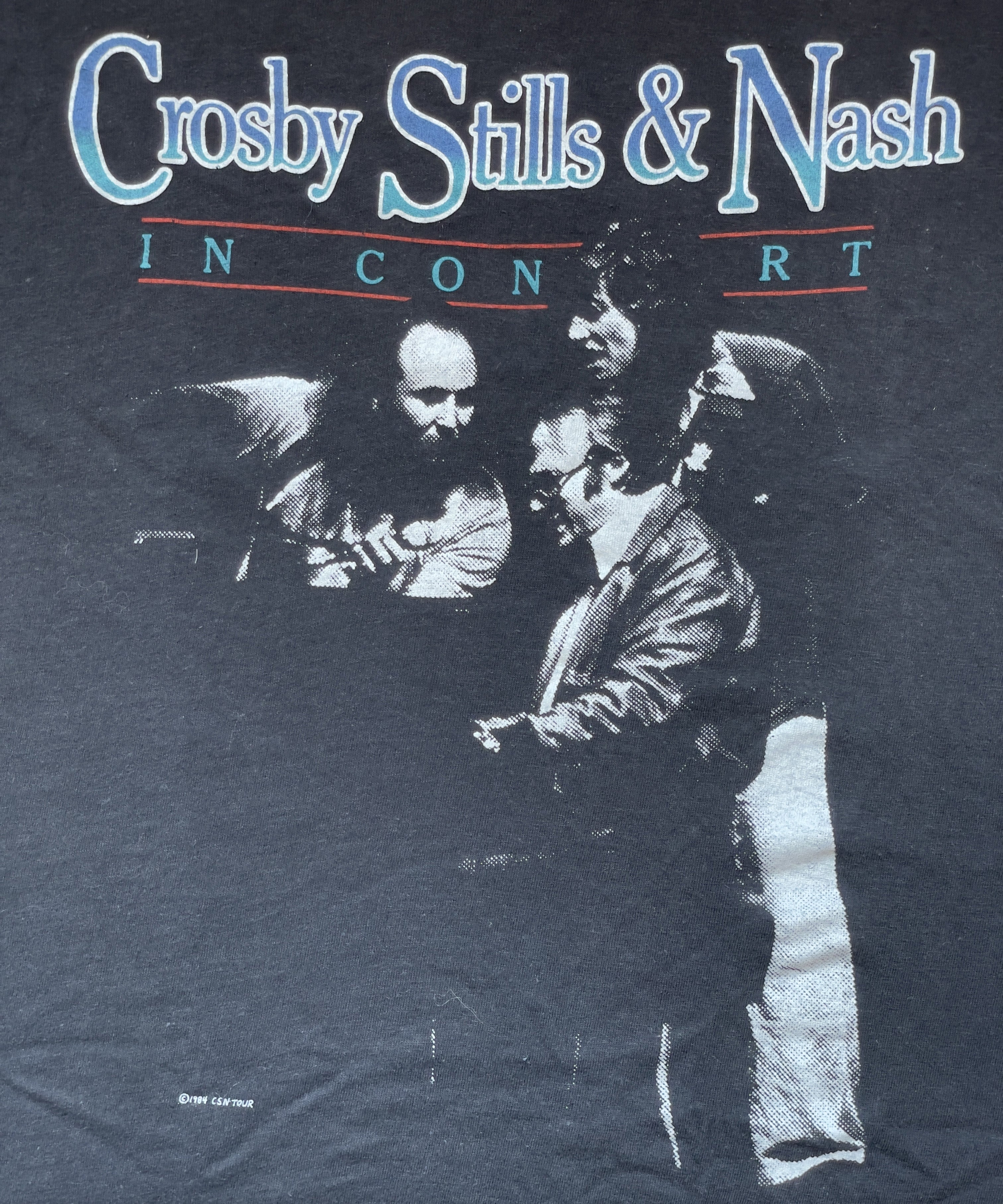 In Concert 1984 2-Sided Black T-Shirt | Men's 100% Cotton Large Short Sleeve |