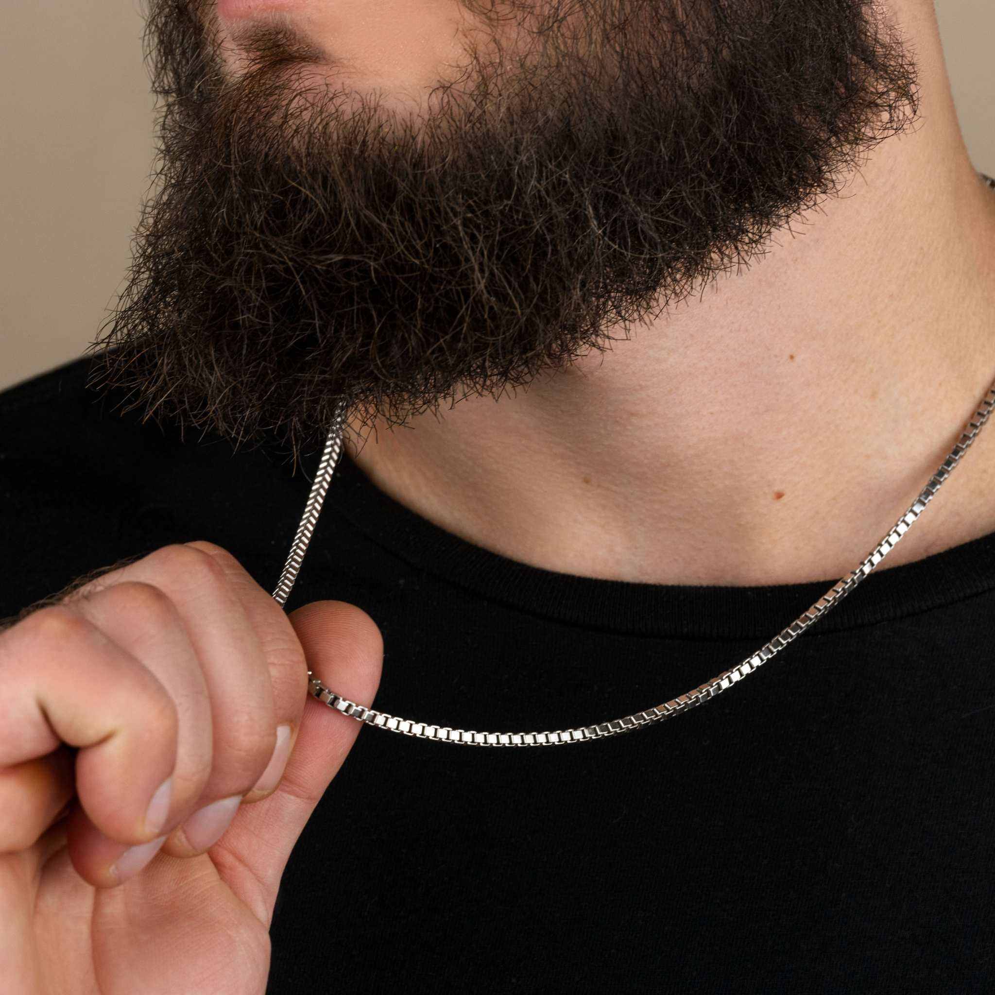 Box Chain Solid 925 Sterling Silver High Polished Rhodium Plated 1-3mm ITALY