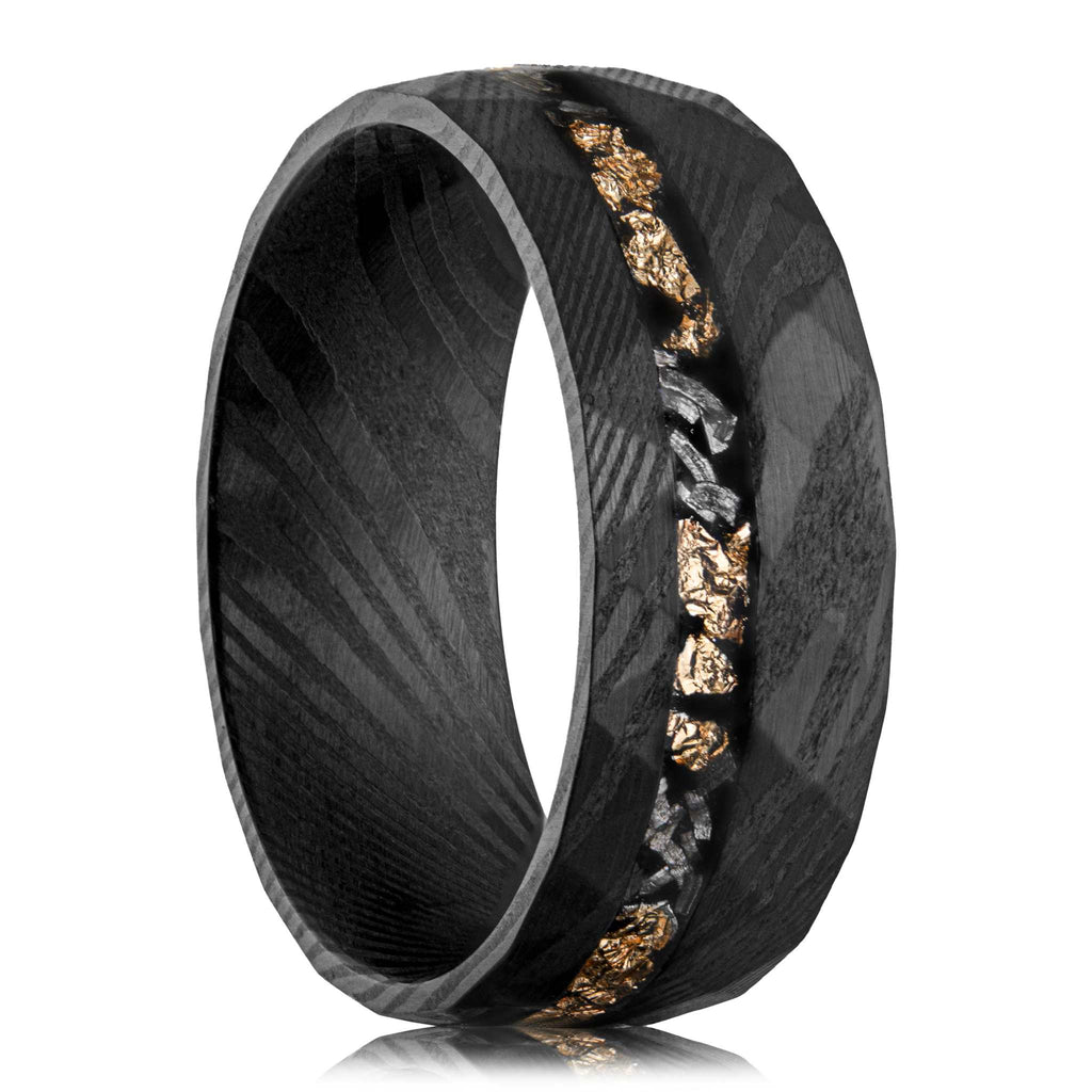 Damascus Meteorite & Crushed Gold Ring