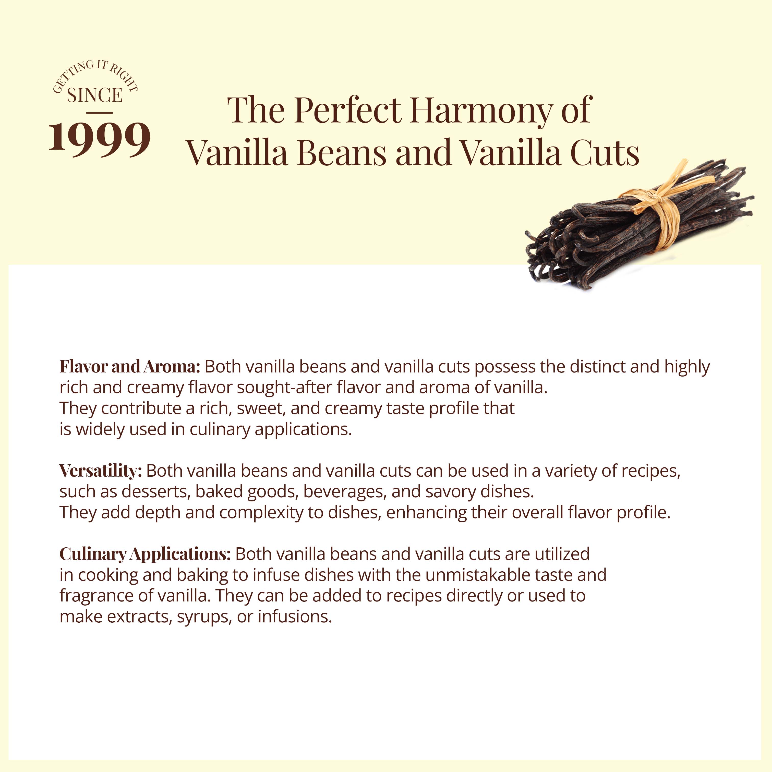 Premium Vanilla Cuts - 1 lb. Cut from Whole Vanilla Beans Grade B