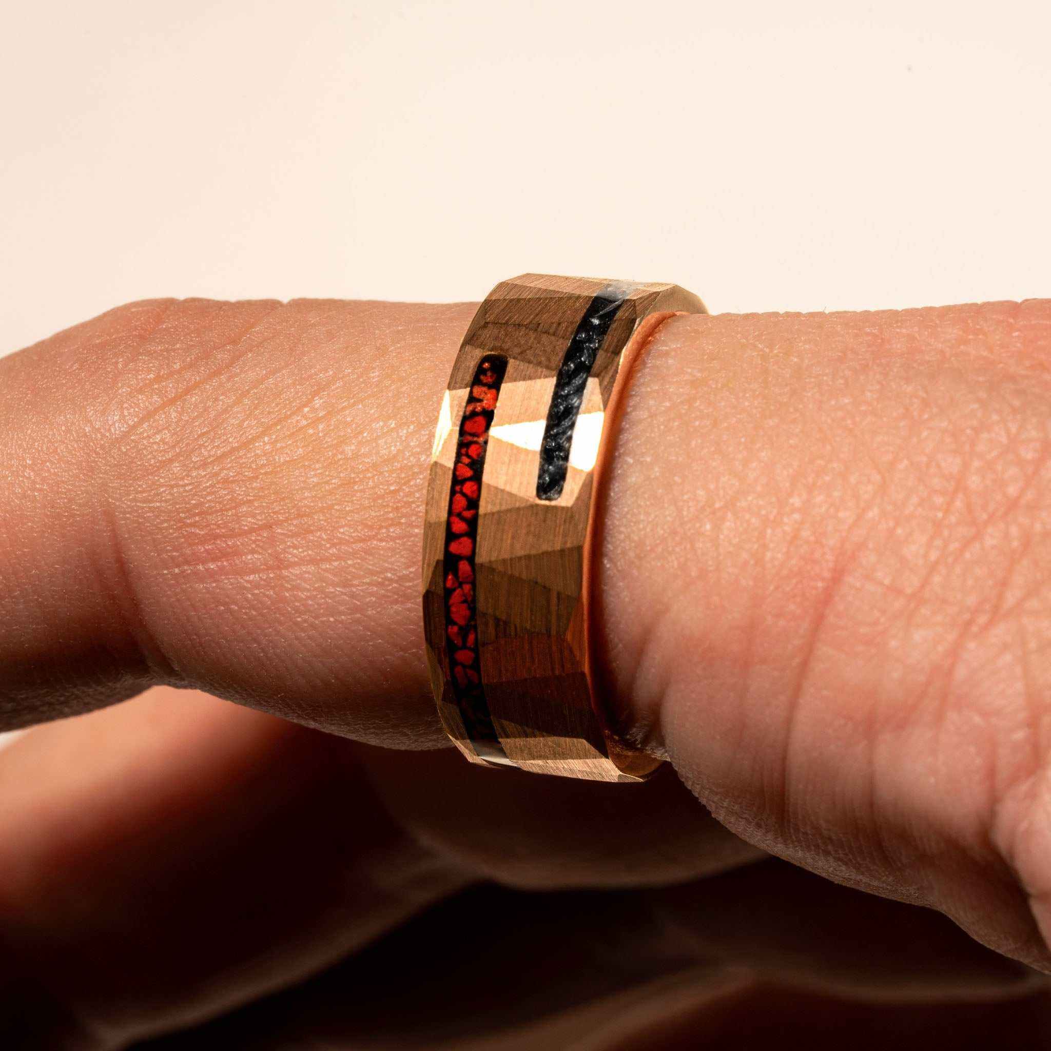 Dinosaur Bone & Meteorite Ring Tungsten Carbide Wedding Band