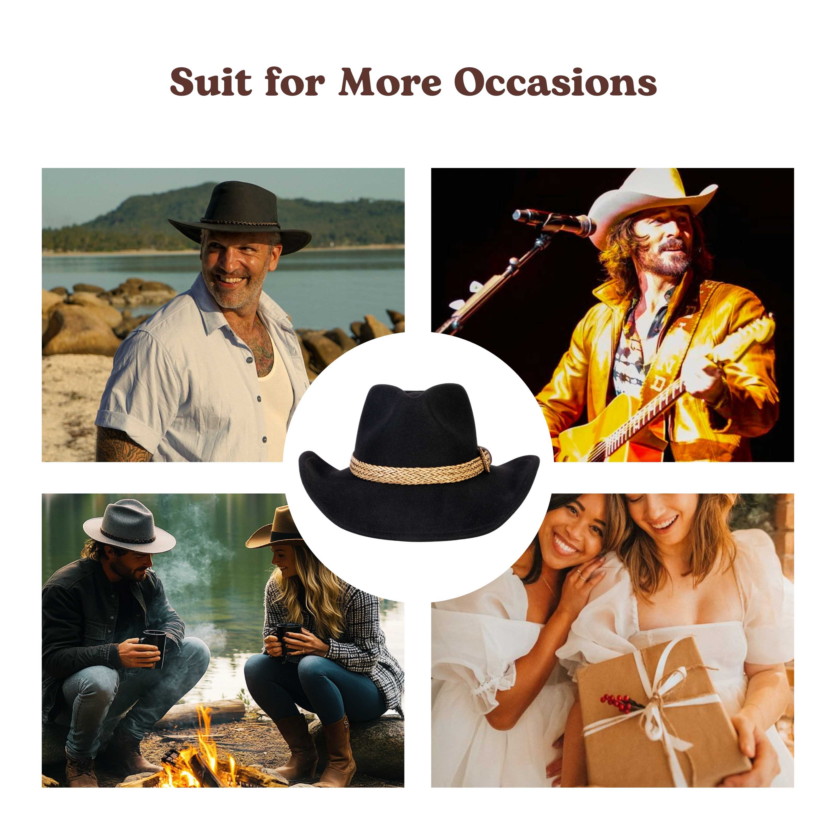 Dusty Trail Black Felt Cowboy Hat