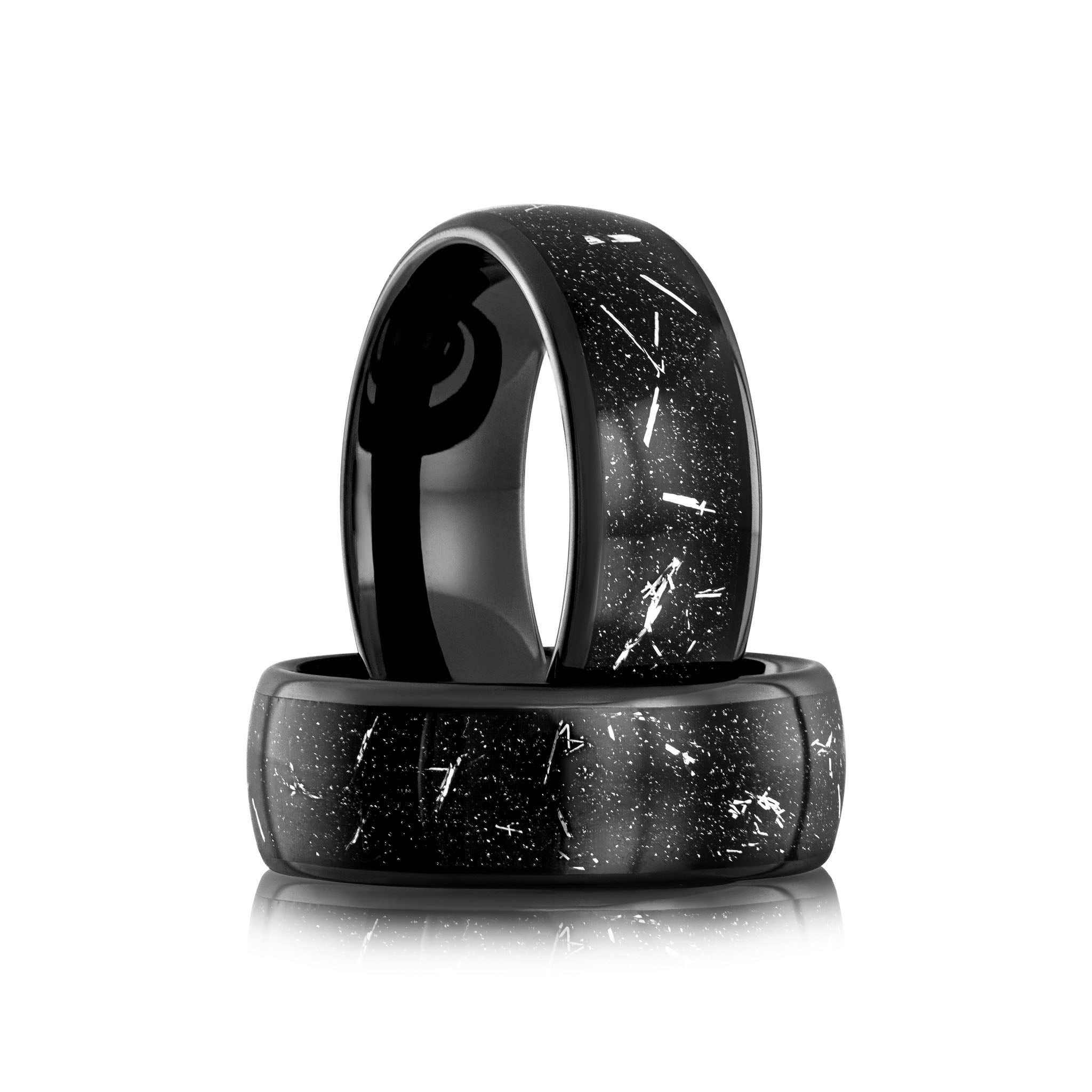 Black Meteorite Eclipse Galaxy Tungsten Carbide Ring