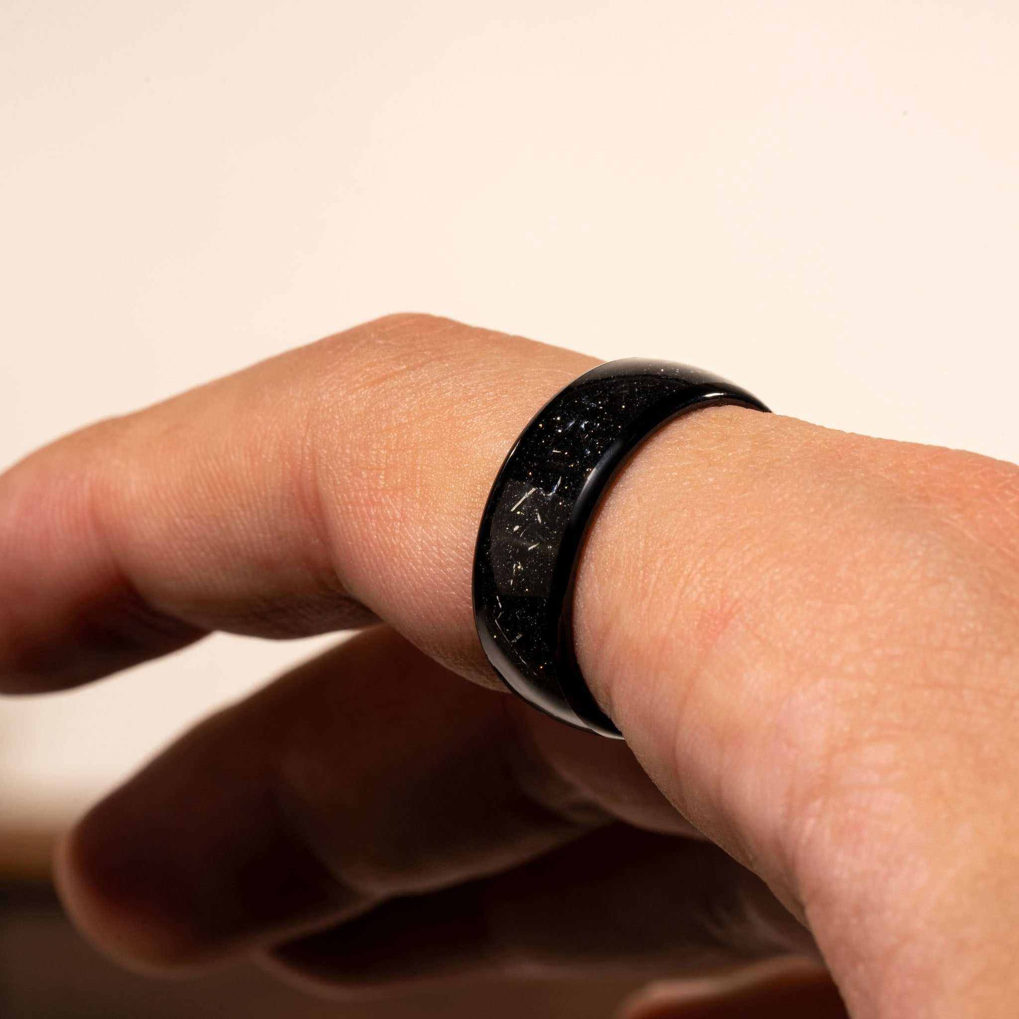 Black Meteorite Eclipse Galaxy Tungsten Carbide Ring