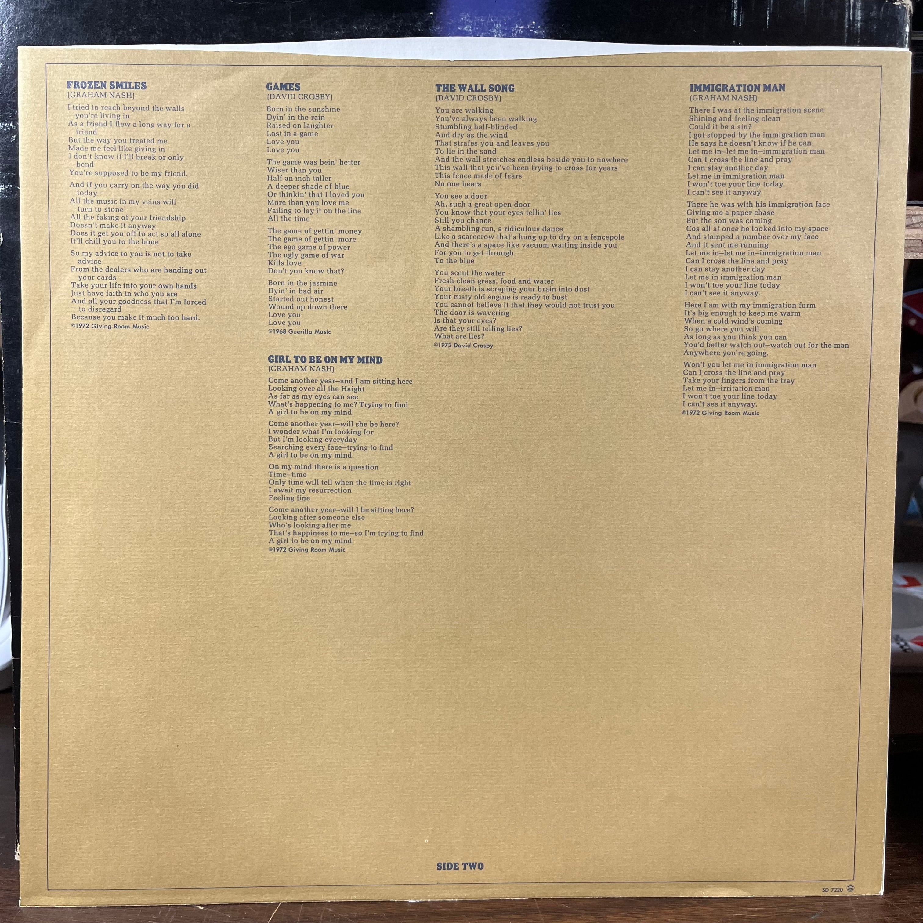 Graham Nash / David Crosby (VINYL) | Excellent+ (EX+) Very Good (VG)