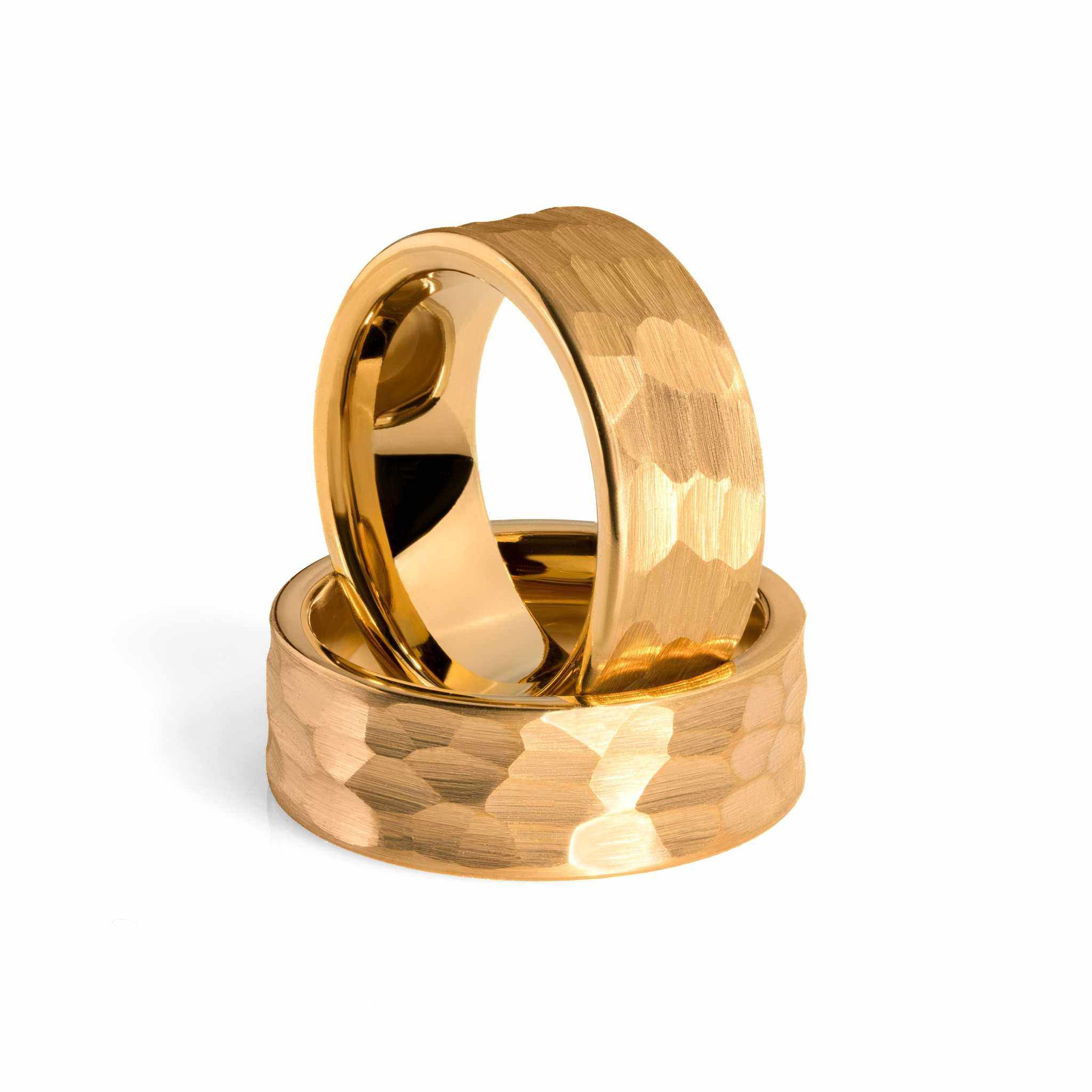Hammered Gold Tungsten Carbide Ring