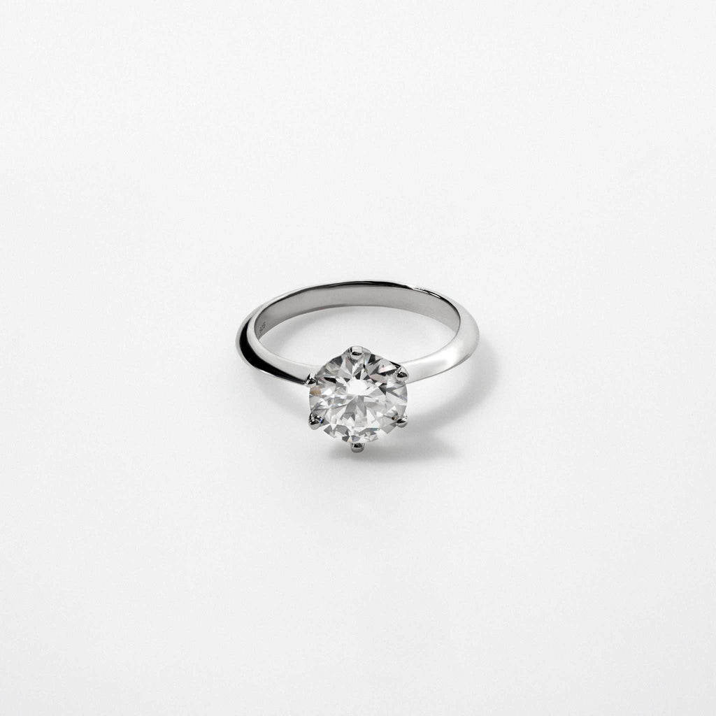Moissanite 0.5-2 TCW Solitaire Engagement Ring - 925 Sterling Silver