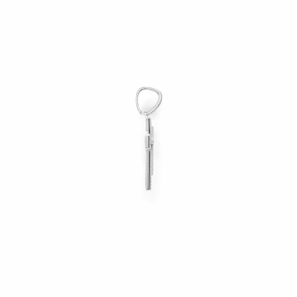 Real 925 Sterling Silver in Rhodium Finish Iced CZ Cross Crucifix Pendant Religious Small 1" Pendant Charm Gift for Him or Her