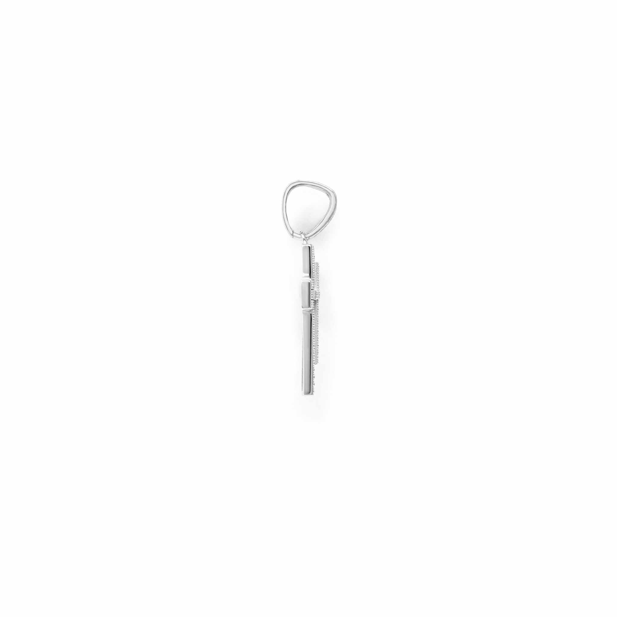 Real 925 Sterling Silver in Rhodium Finish Iced CZ Cross Crucifix Pendant Religious Small 1" Pendant Charm Gift for Him or Her
