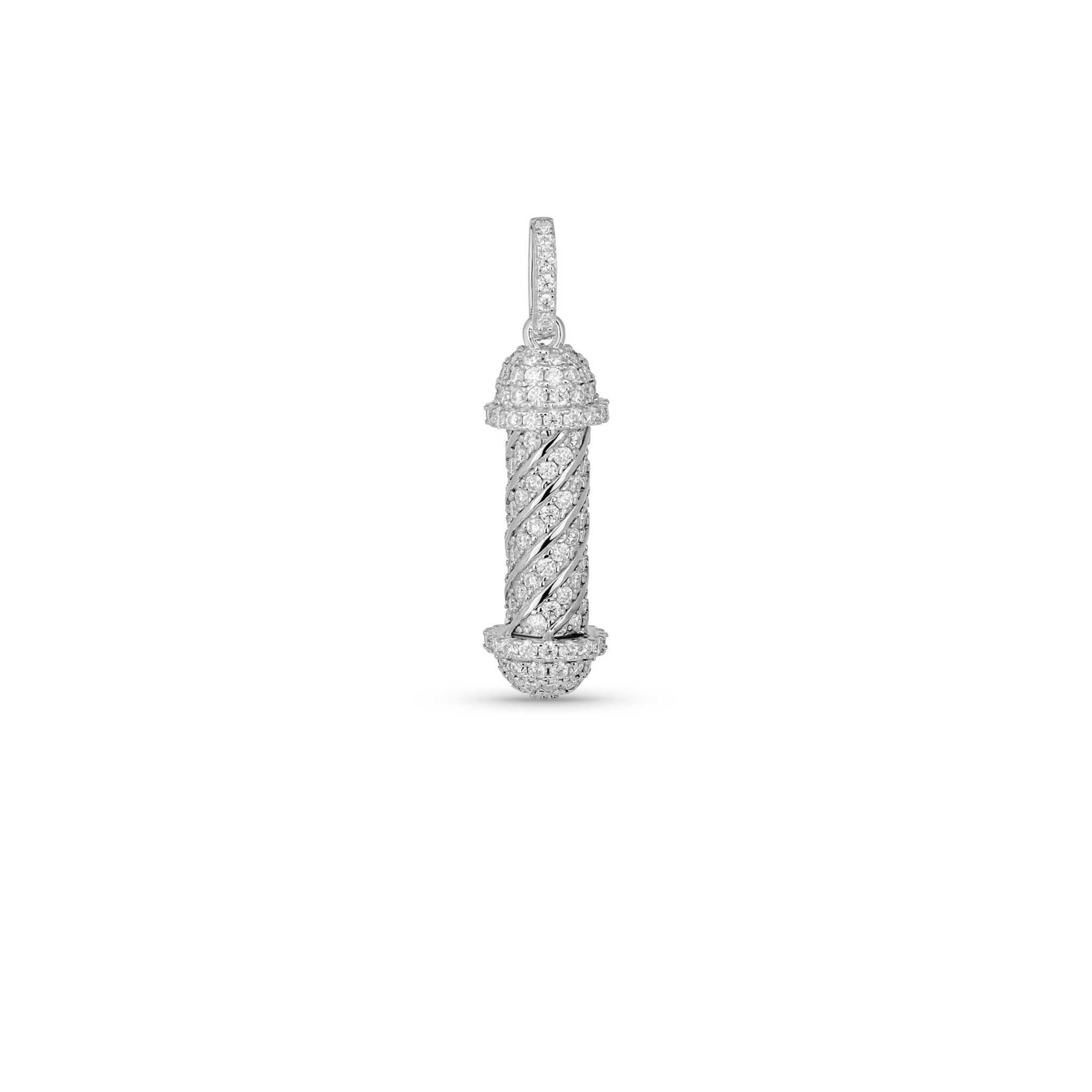Barber Pole Iced Moissanite Pendant - 925 Sterling Silver Men's Hip Hop Jewelry