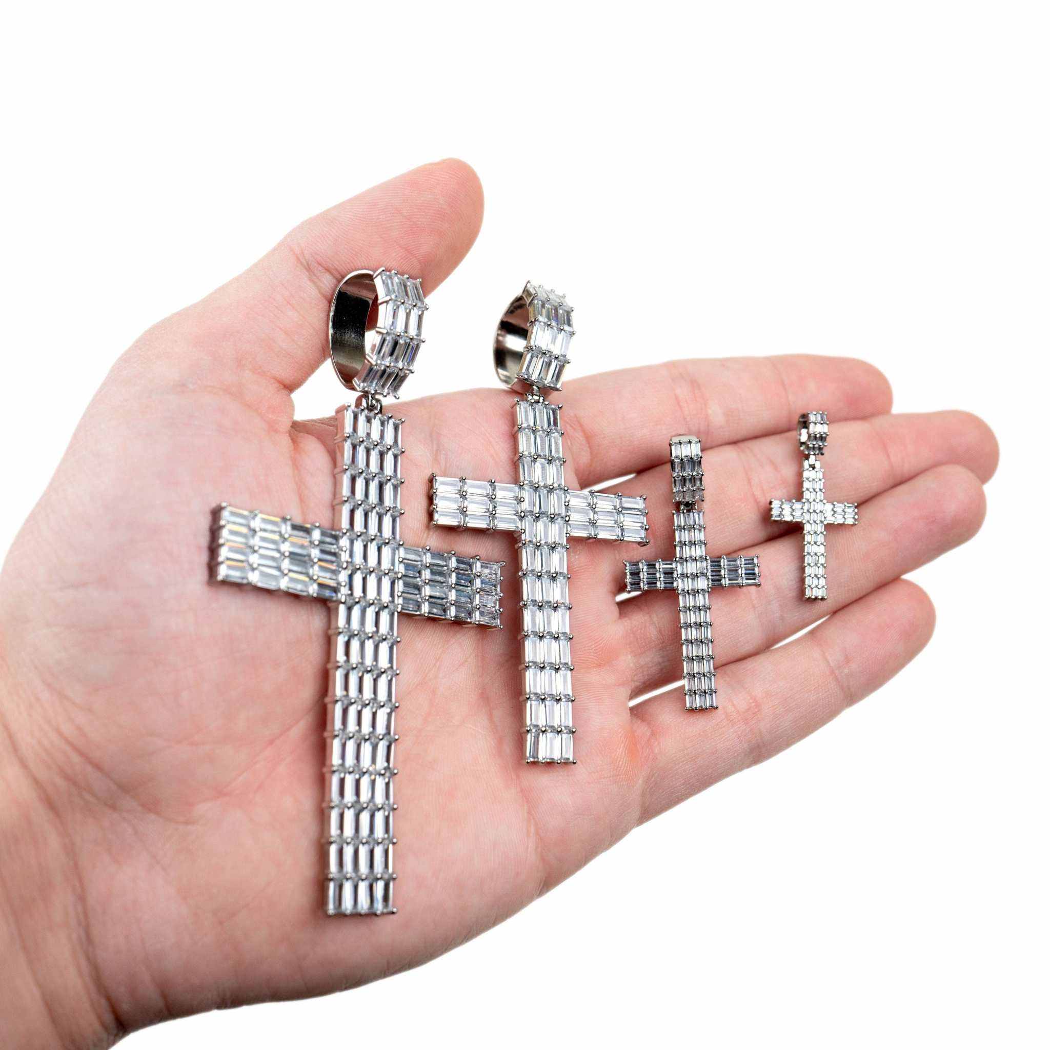 Baguette Silver Cross Pendant
