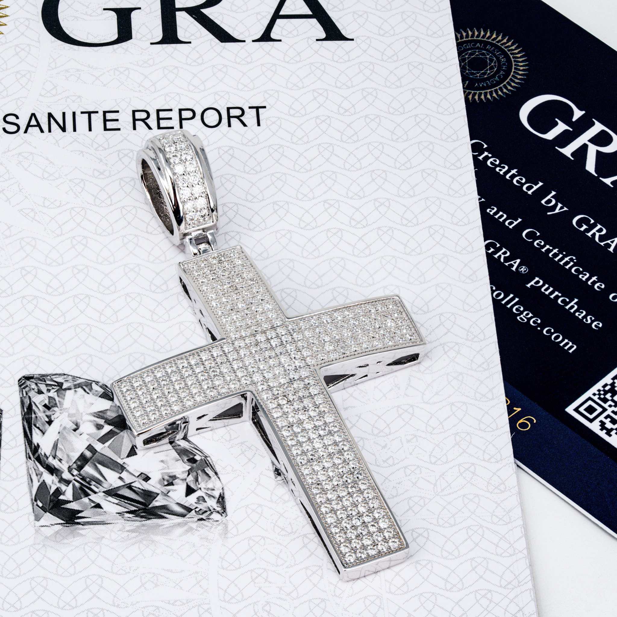 Moissanite 1.8 TCW Cross Religious Pendant 925 Sterling Silver
