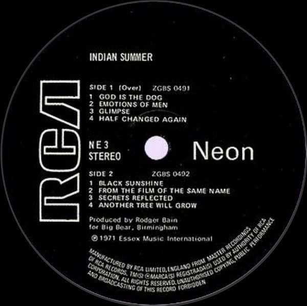Indian Summer | Very Good Plus (VG+) Very Good (VG)