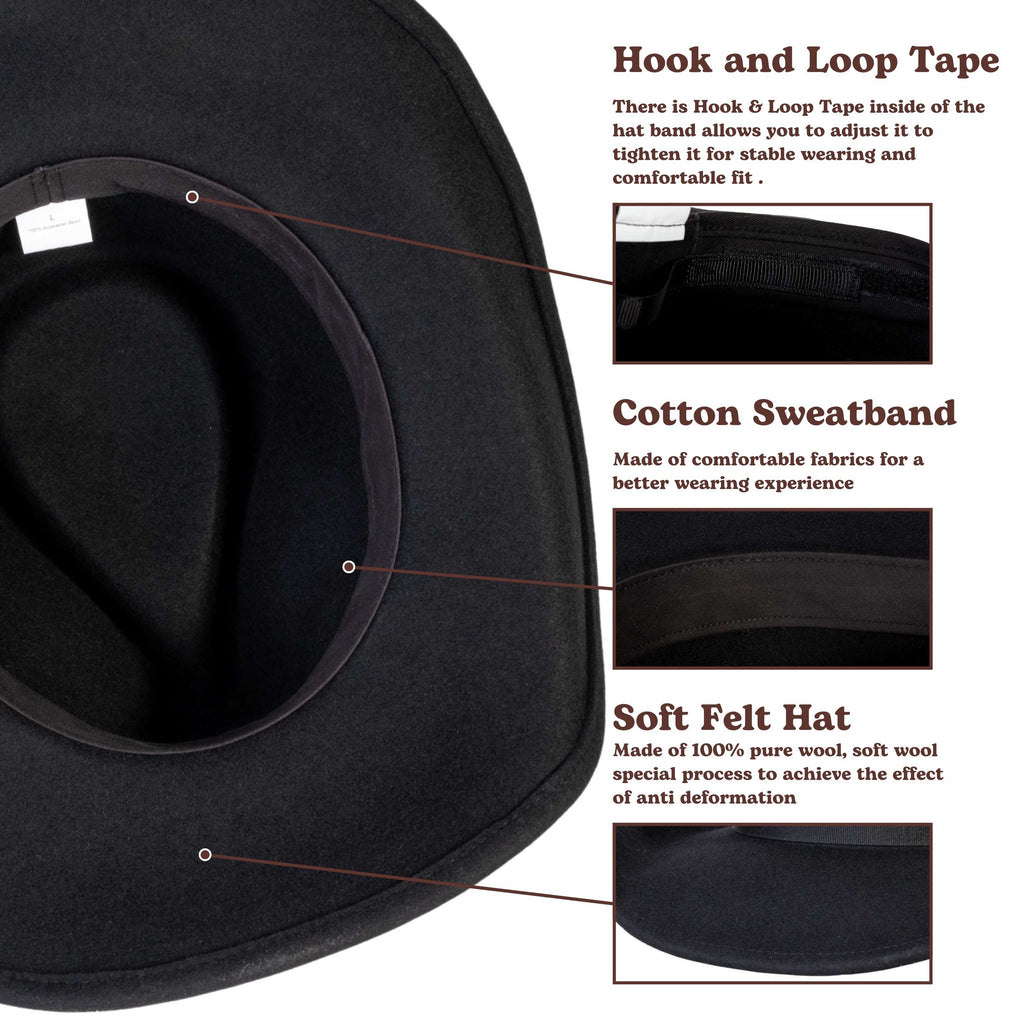 Midnight Black Felt Cowboy Hat