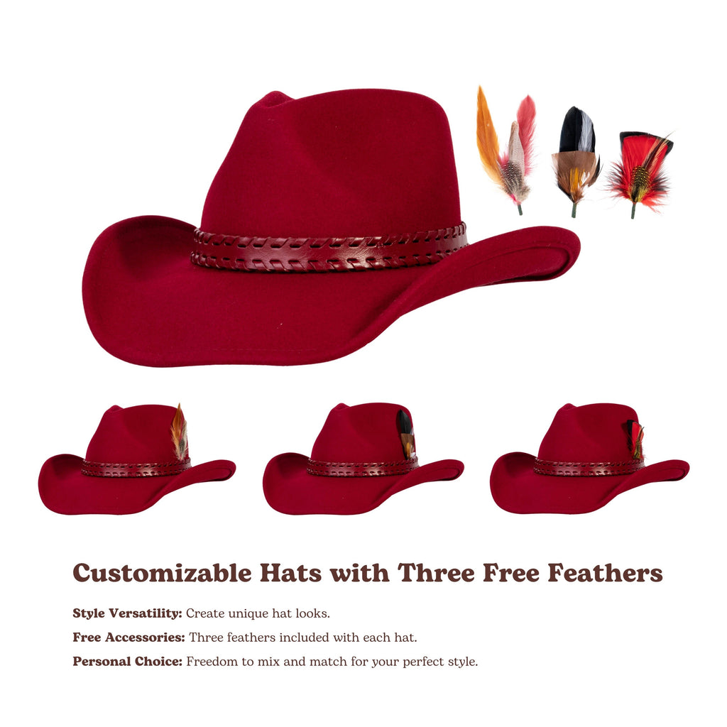 Outlaw Crimson Felt Cowboy Hat